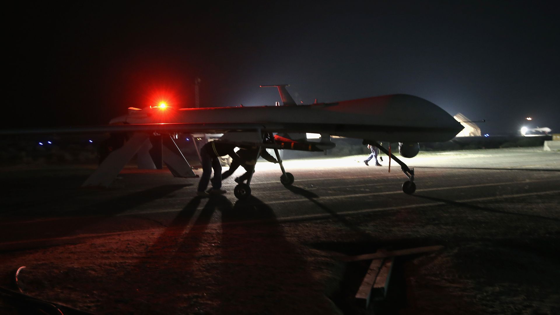 A drone on a tarmac in an undisclosed base in the the Persian Gulf region