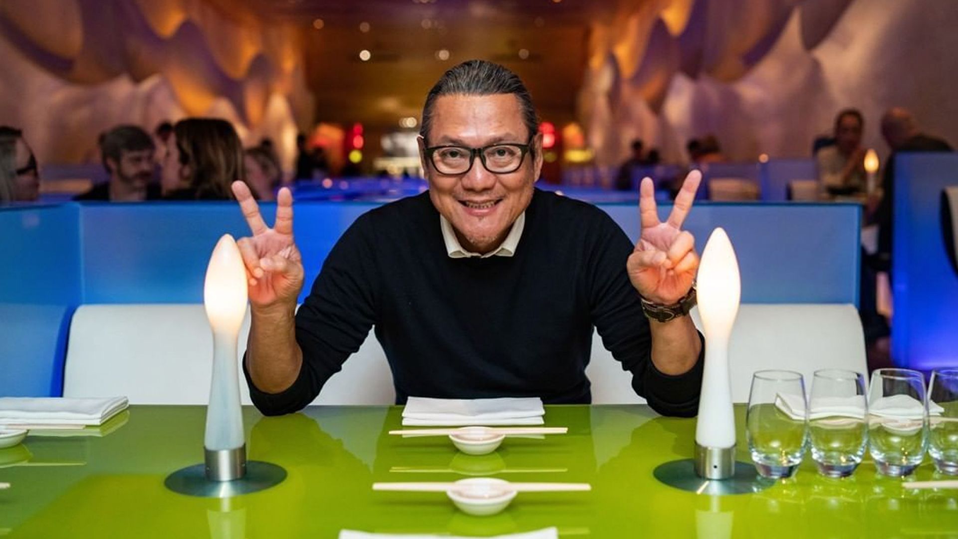 Iron Chef Masaharu Morimoto inside his restaurant, Morimoto, in Center City.