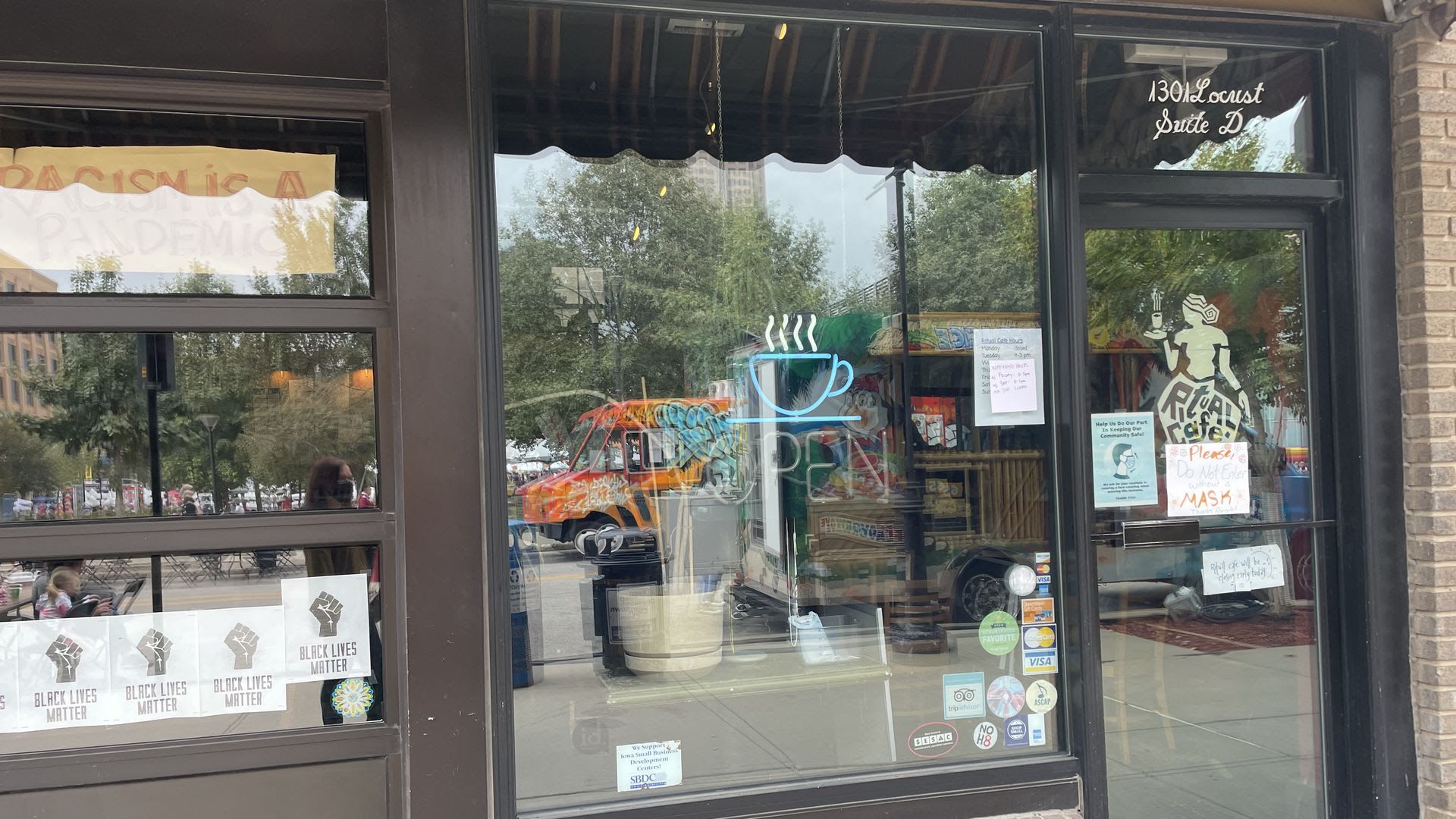 The storefront of Ritual Cafe in Des Moines.