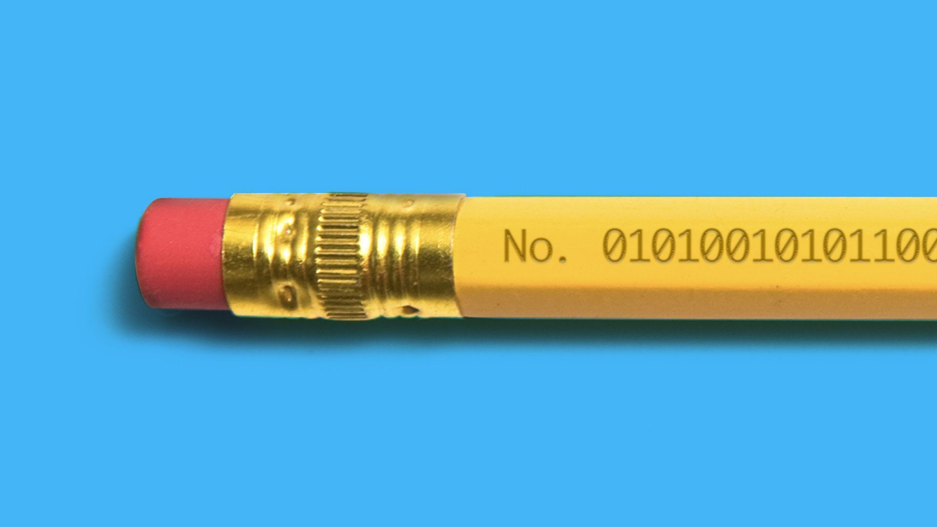 Illustration of a pencil with binary engraved on it