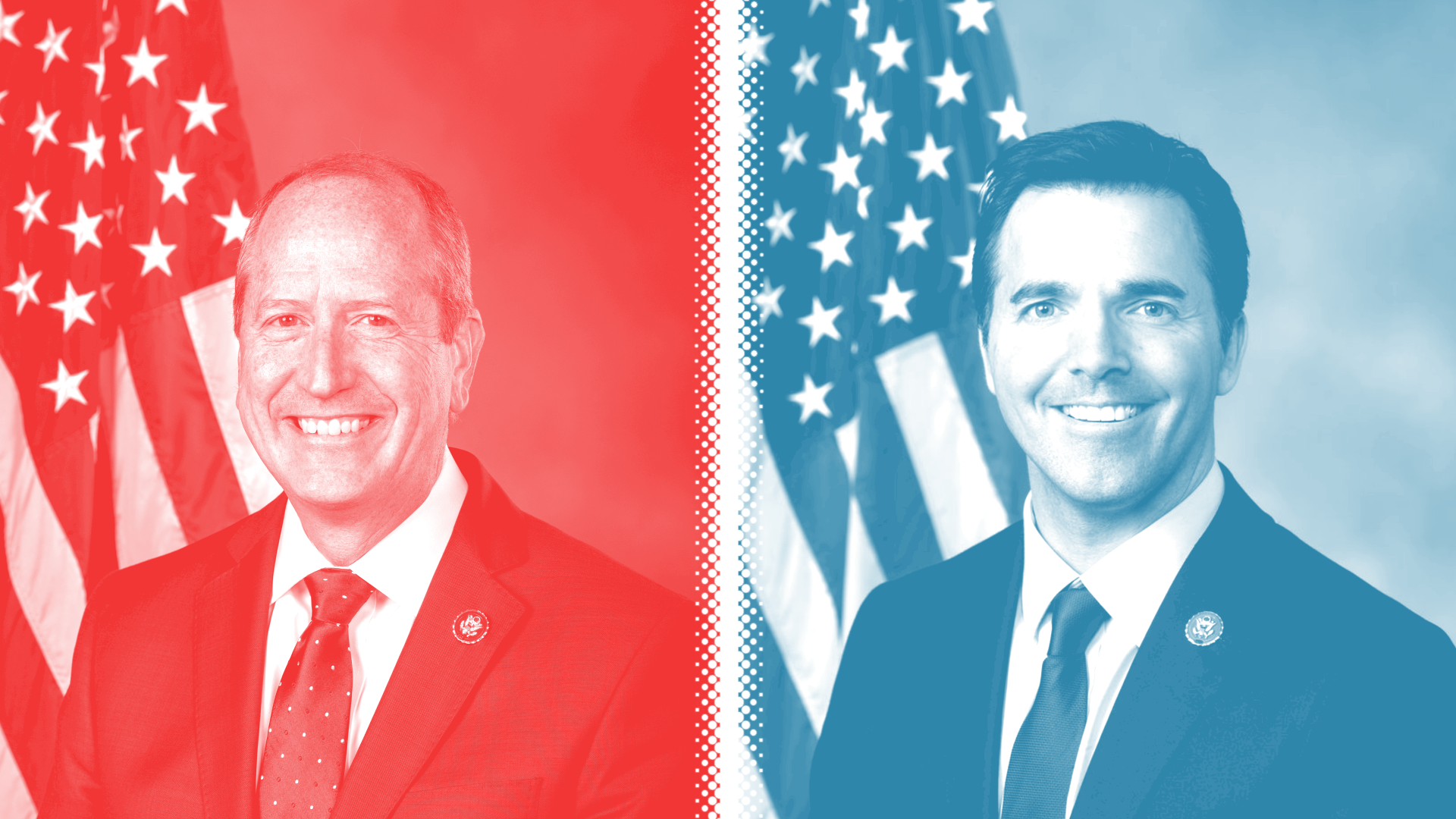 Side-by-side of Dan Bishop (R) and Jeff Jackson (D).