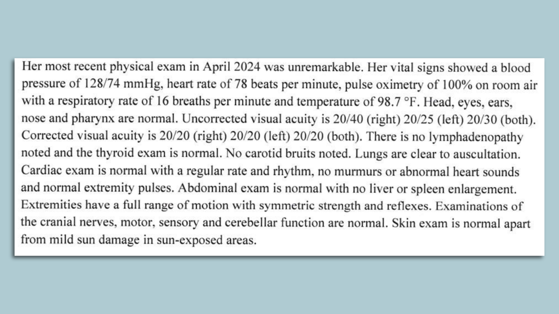 Paragraph from Harris health letter