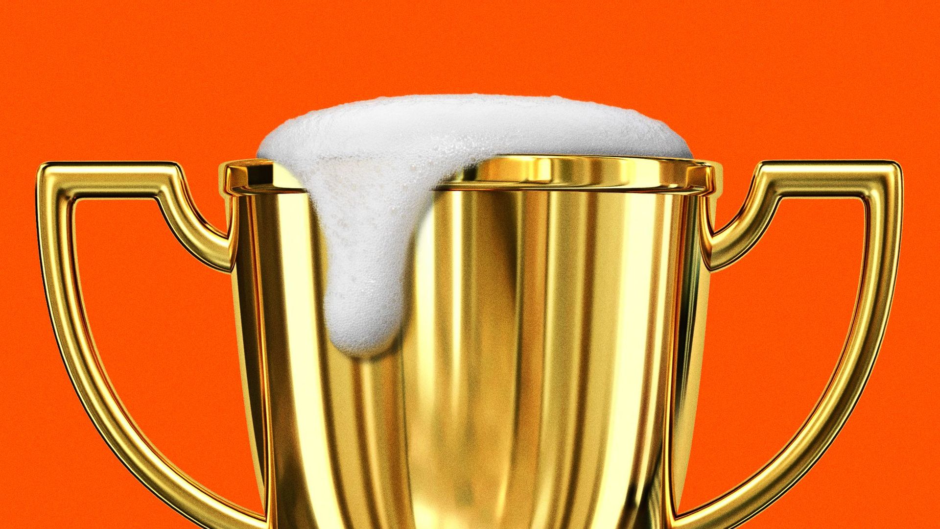 Illustration of beer foam overflowing from a trophy. 