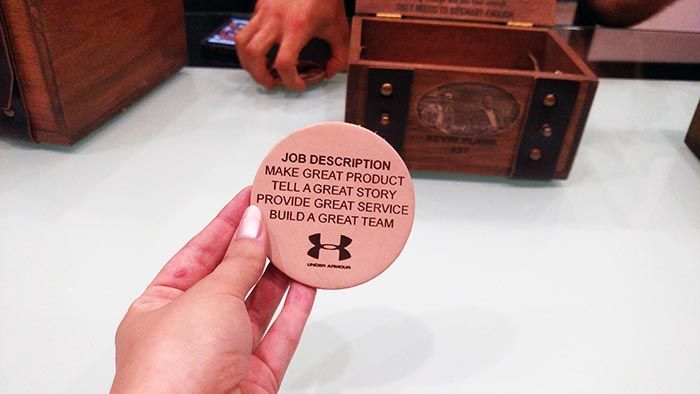 A custom coaster from a gift for the CEO of Under Armour