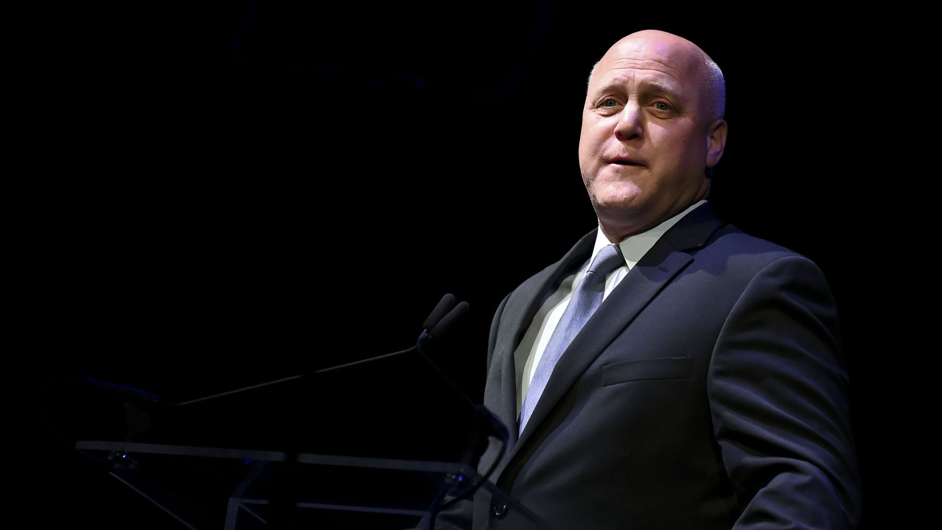 Former Mayor of New Orleans Mitch Landrieu delivers remarks at a Kennedy Center Eisenhower Theater event on December 3, 2019 in Washington, DC. 
