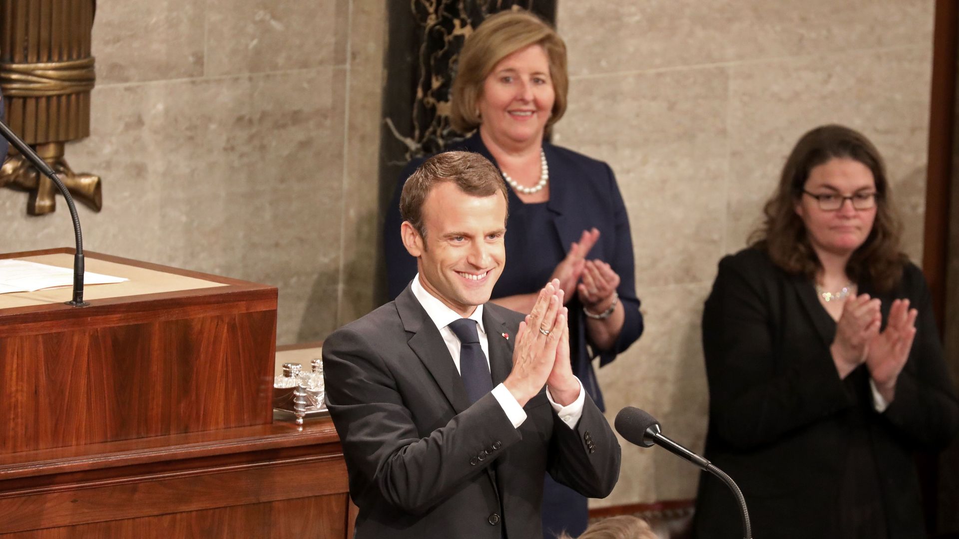 President Macron addressing a joint meeting of Congress on April 25, 2018.