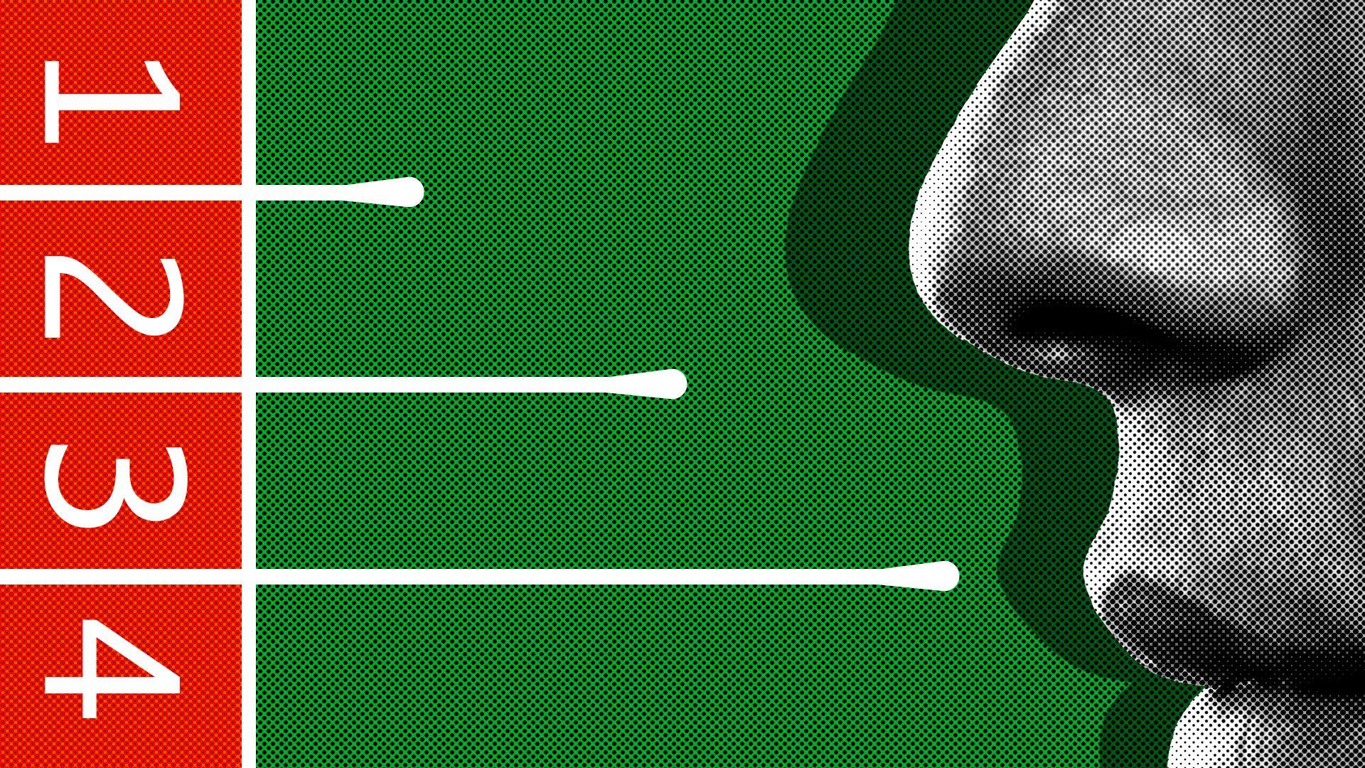 Illustration of a track with lanes shapes like q-tips going towards a nose in profile