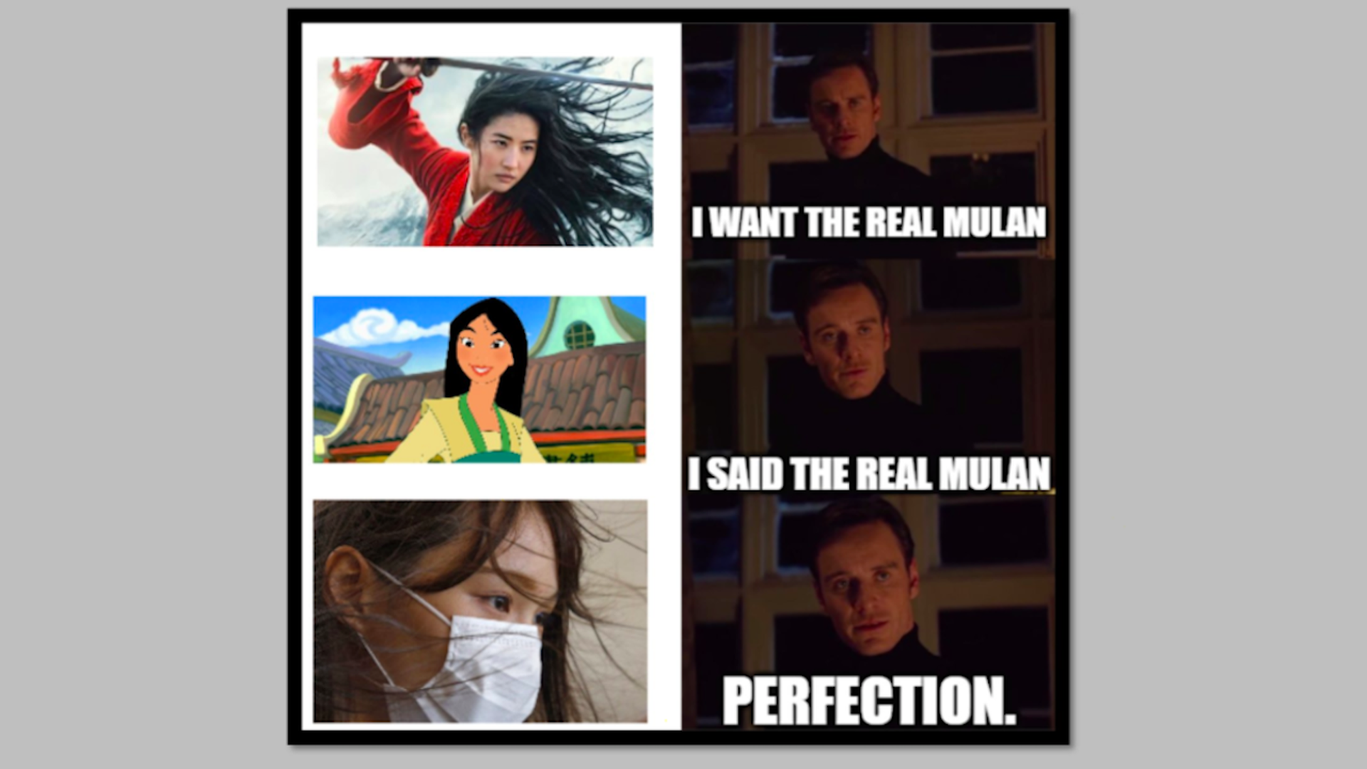 Meme portraying Agnes Chow as Mulan