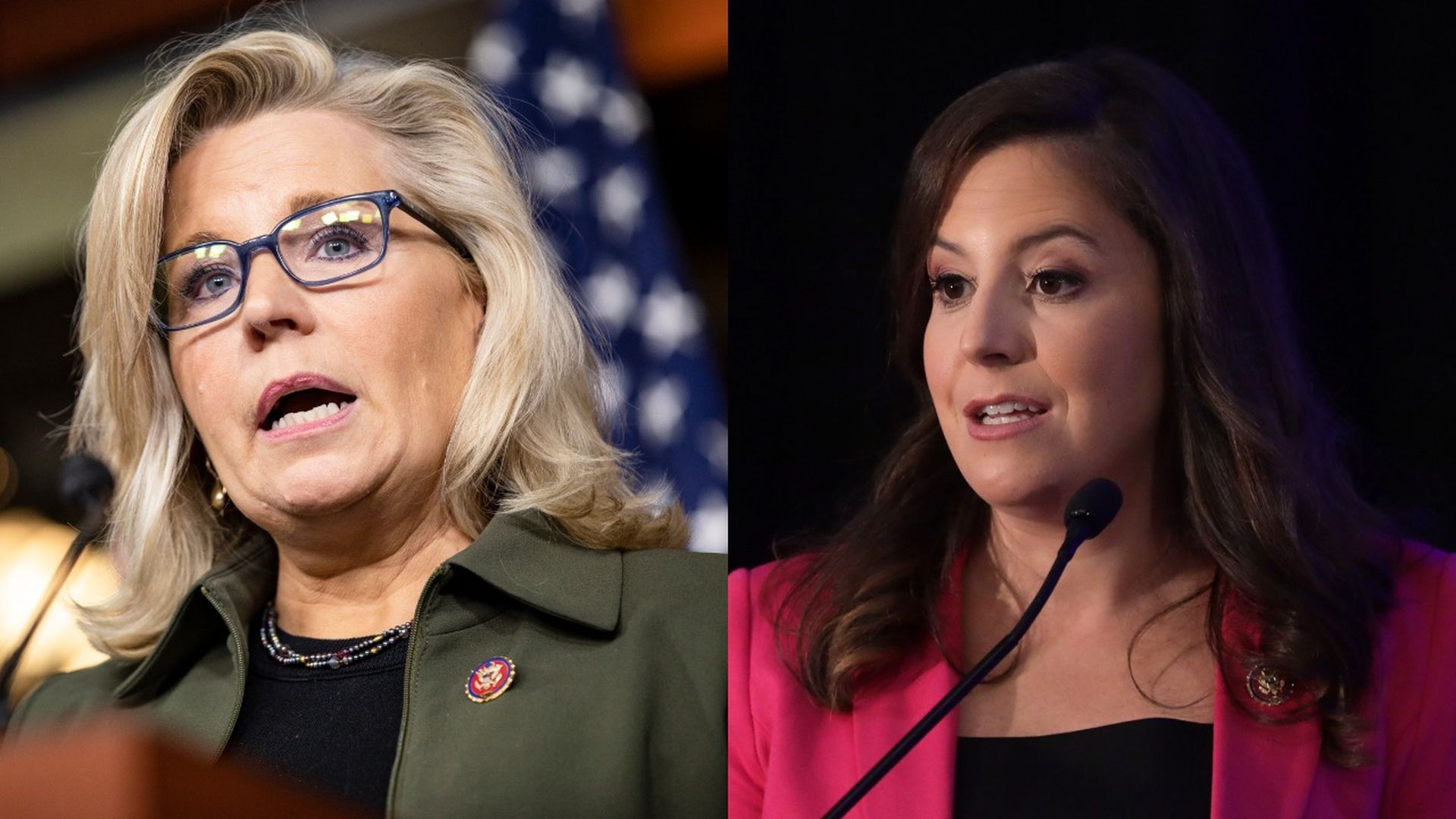photos of Liz Cheney and Elise Stefanik.