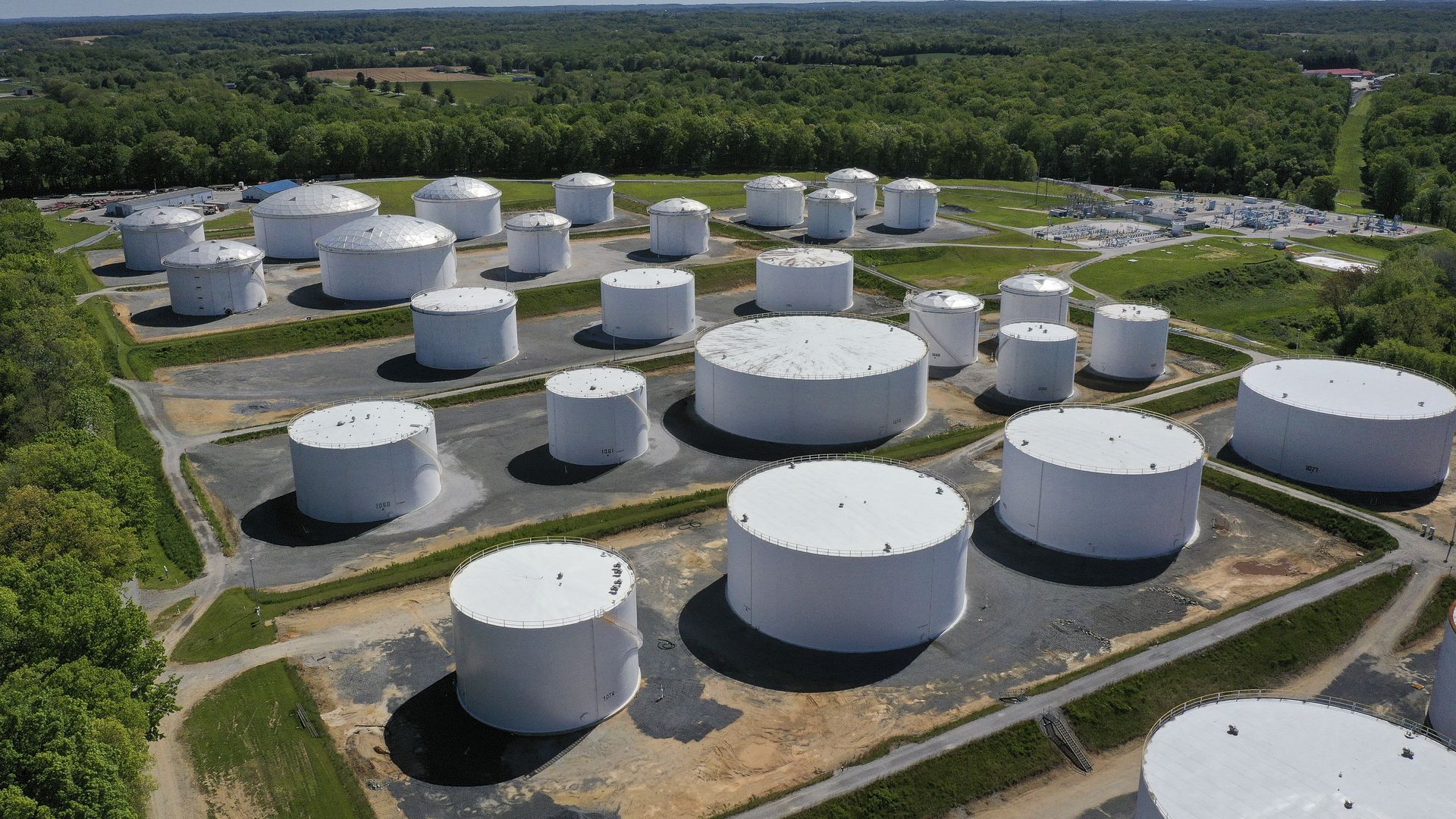 Colonial Pipeline fuel tanks at a junction near Woodbine, Maryland.