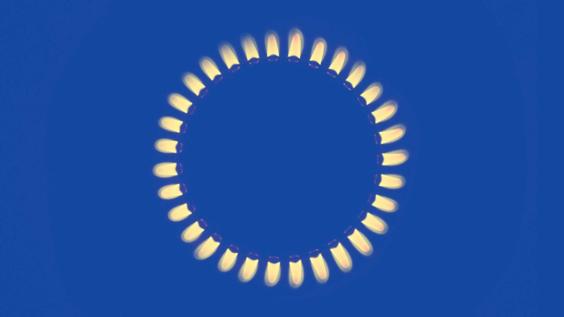 Illustration of a circular gas burner as the stars on the EU flag.