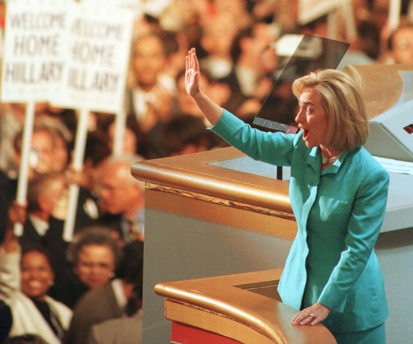 hillary clinton on stage at 1996 dnc