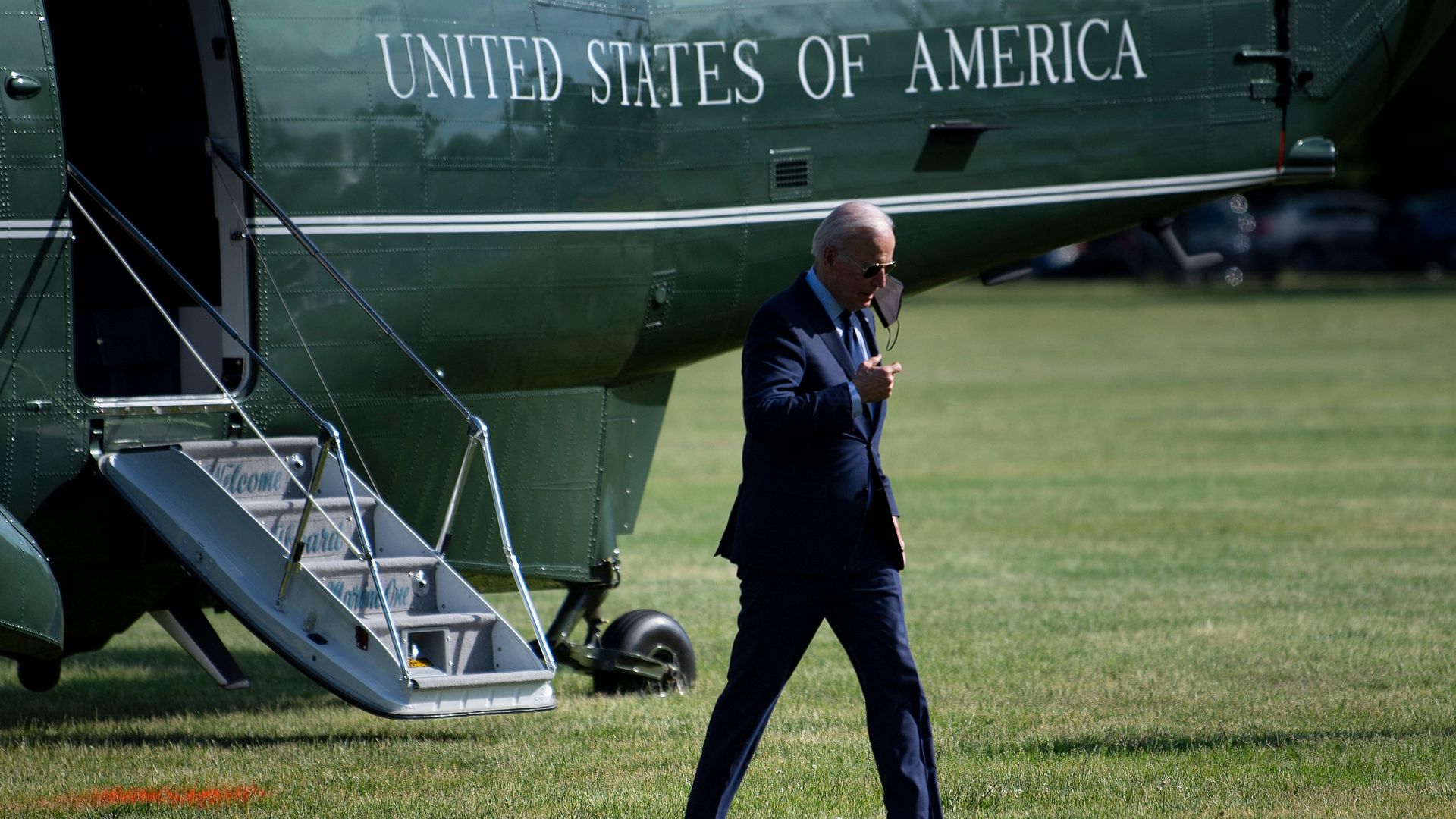 US President Joe Biden walks from Marine One on the Ellipse outside the White House May 27, 2021, in Washington, DC.
