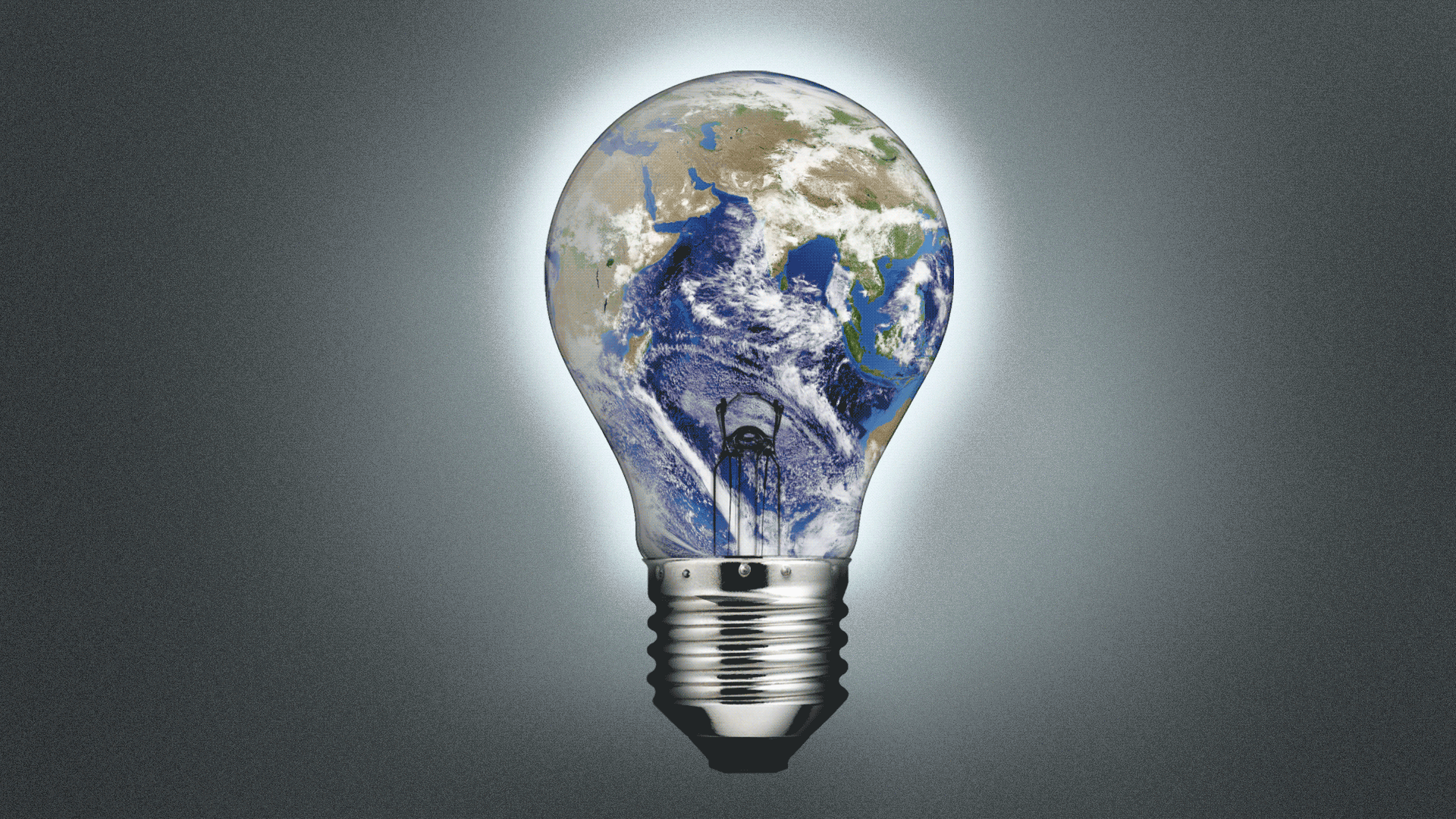 Animated gif of an earth lightbulb turning off