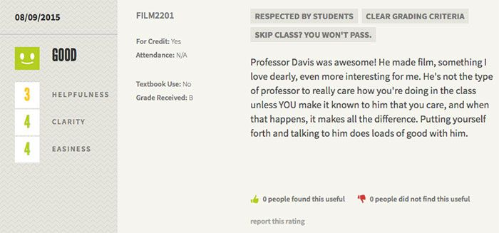 Rate My Professor New American Film Maker class