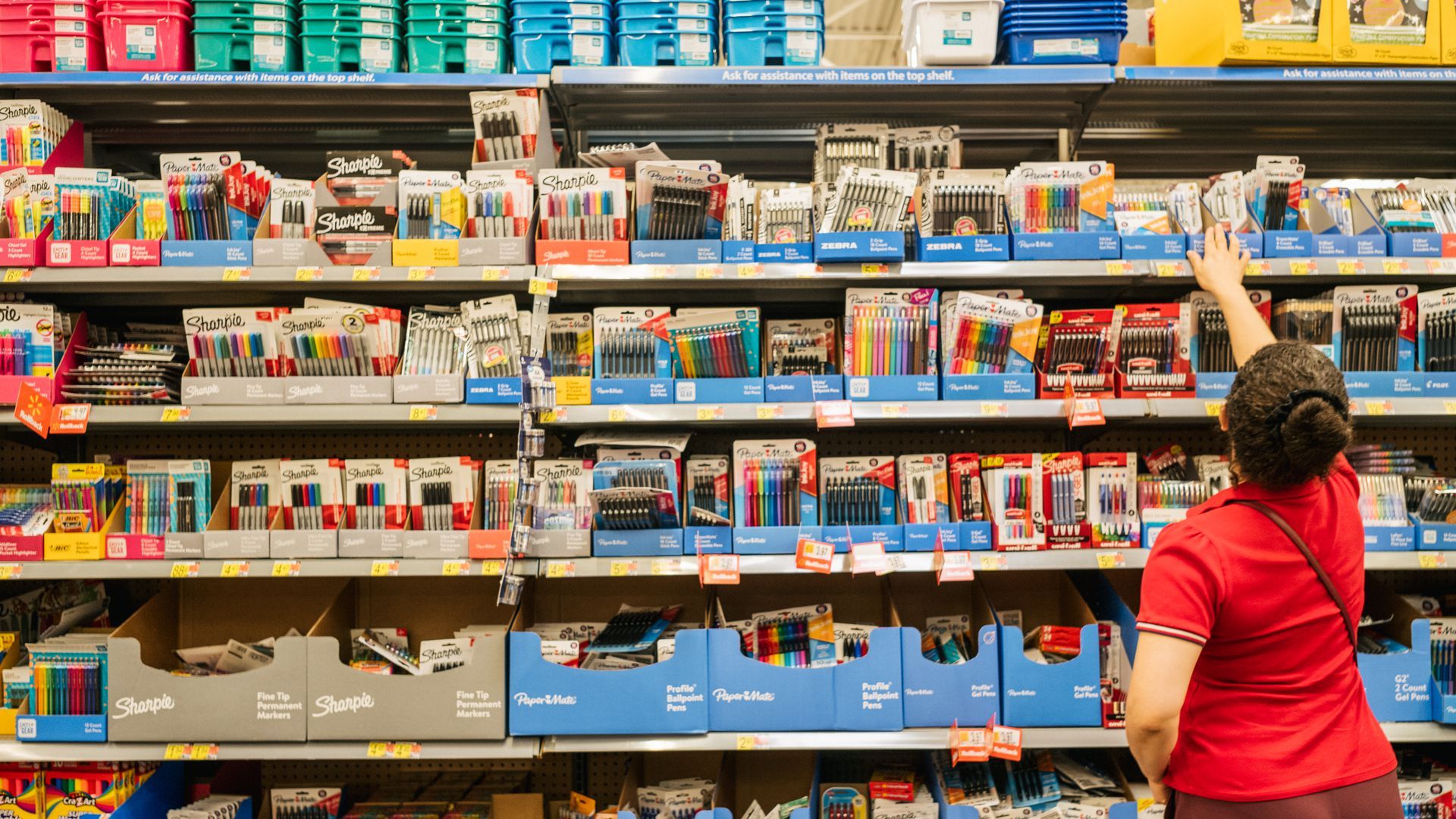 A customer shops for back-to-school items at Walmart earlier this month.
