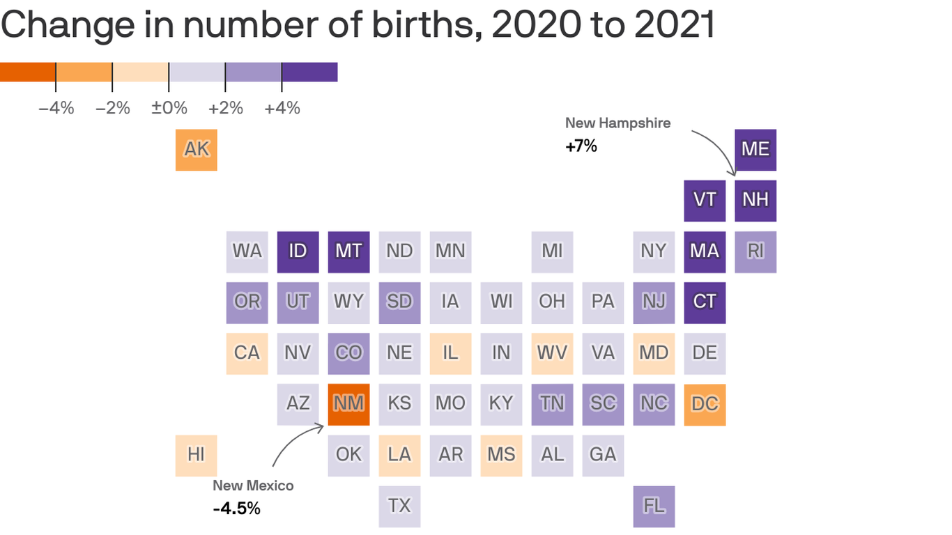 Map Minnesota births increased in 2021 Axios Twin Cities