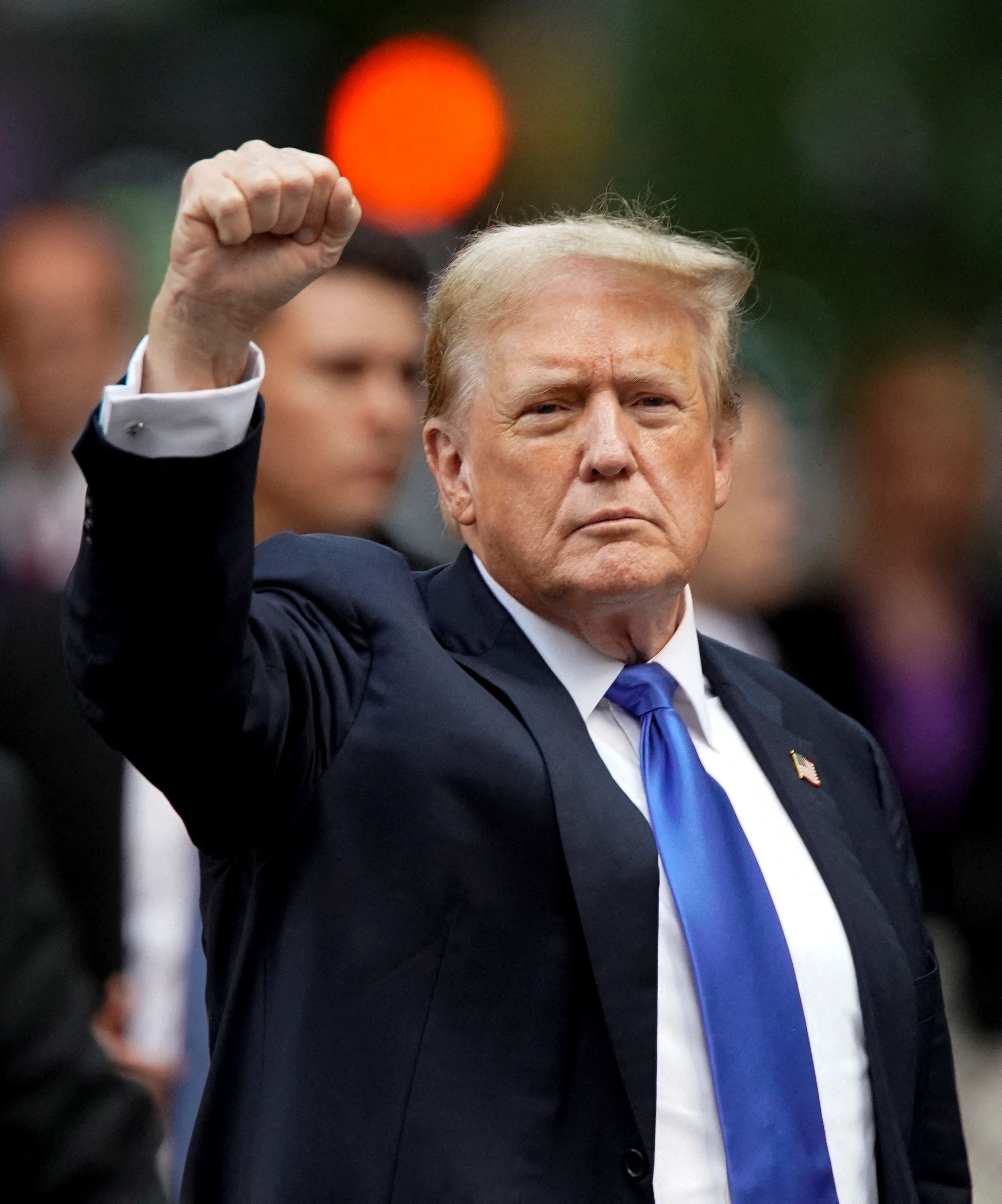 Trump pumps his right fist