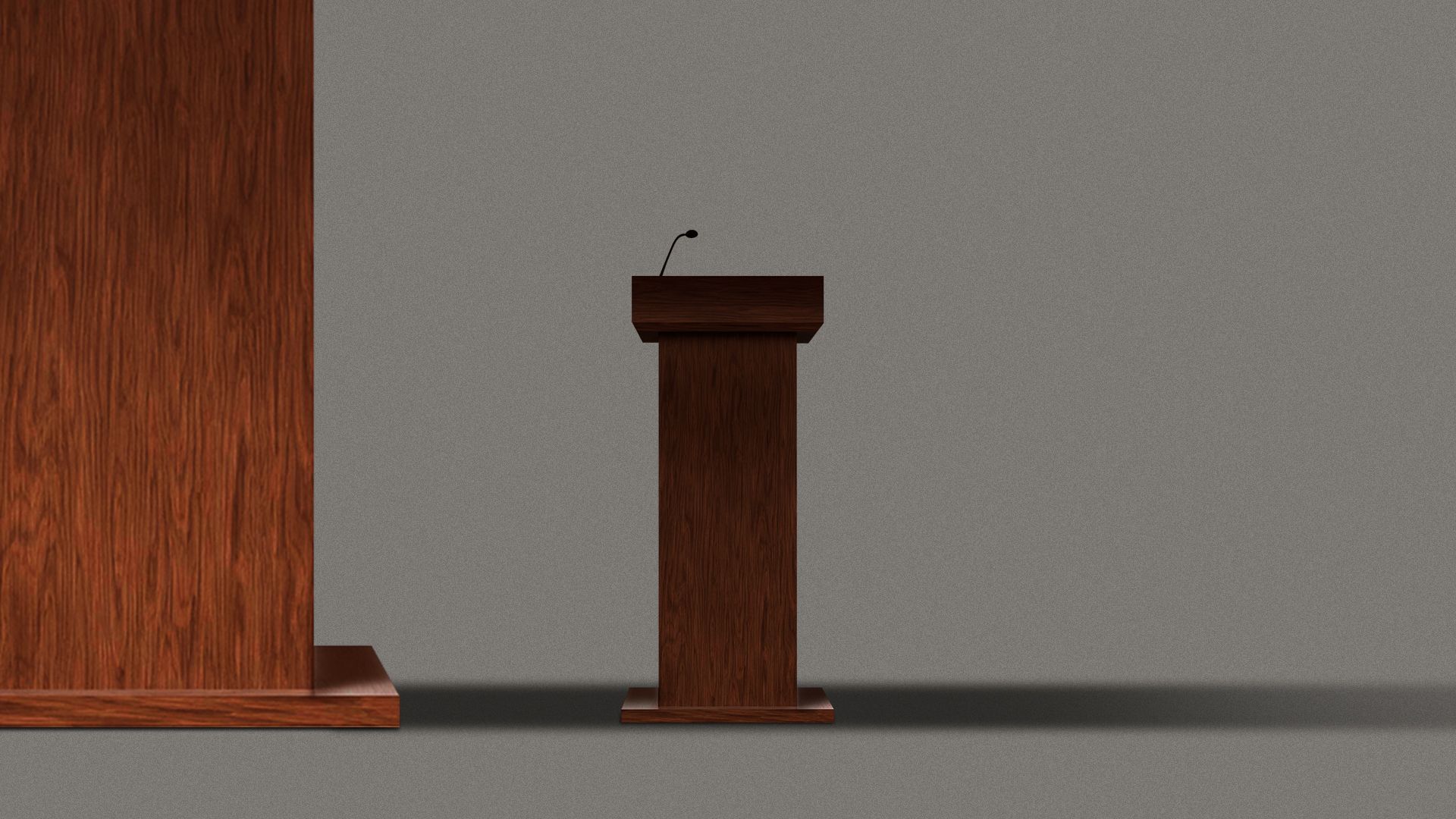 Illustration of a small podium overshadowed by a large podium.