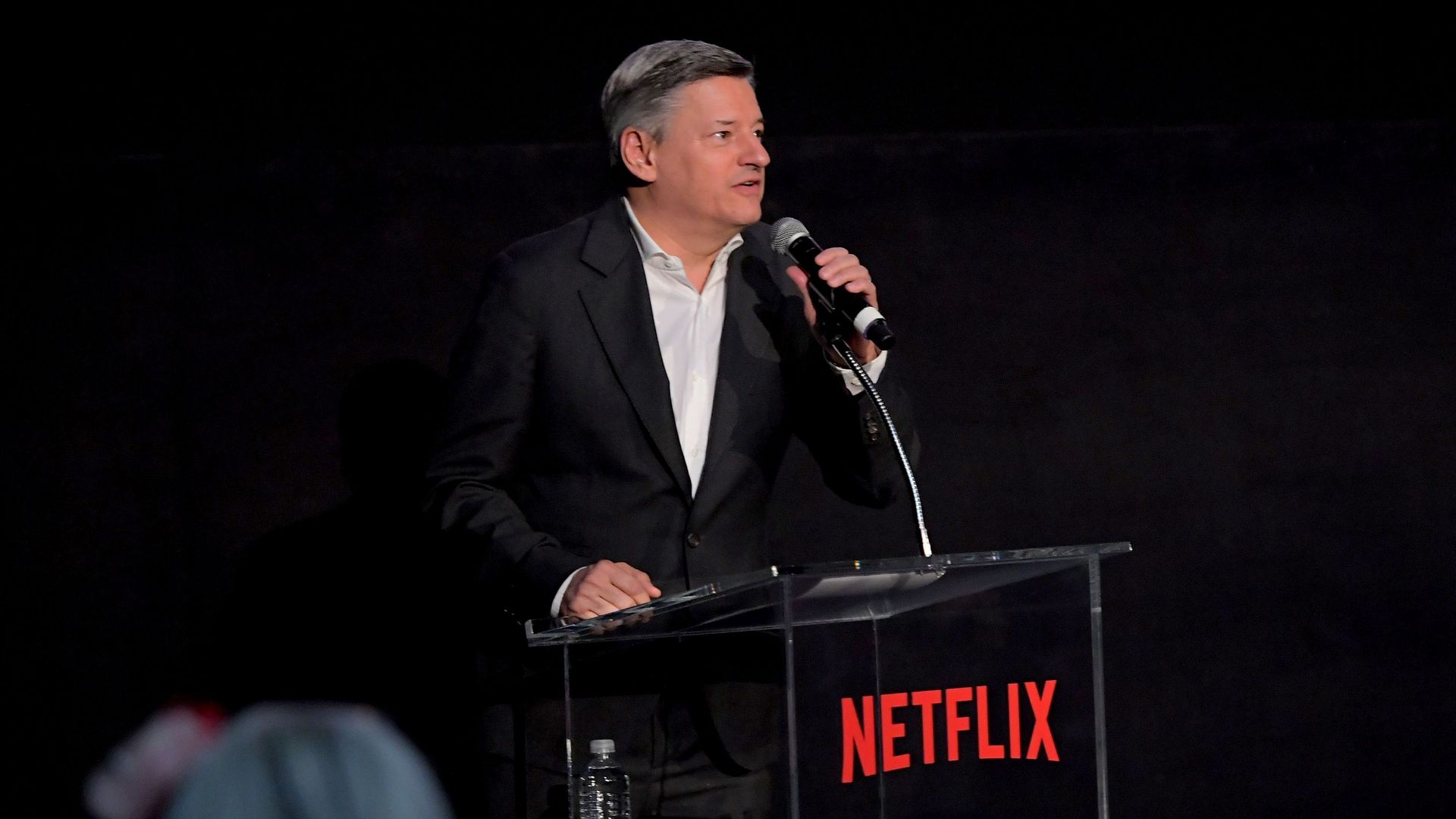Photo of Netflix chief of content Ted Sarandos at a podium
