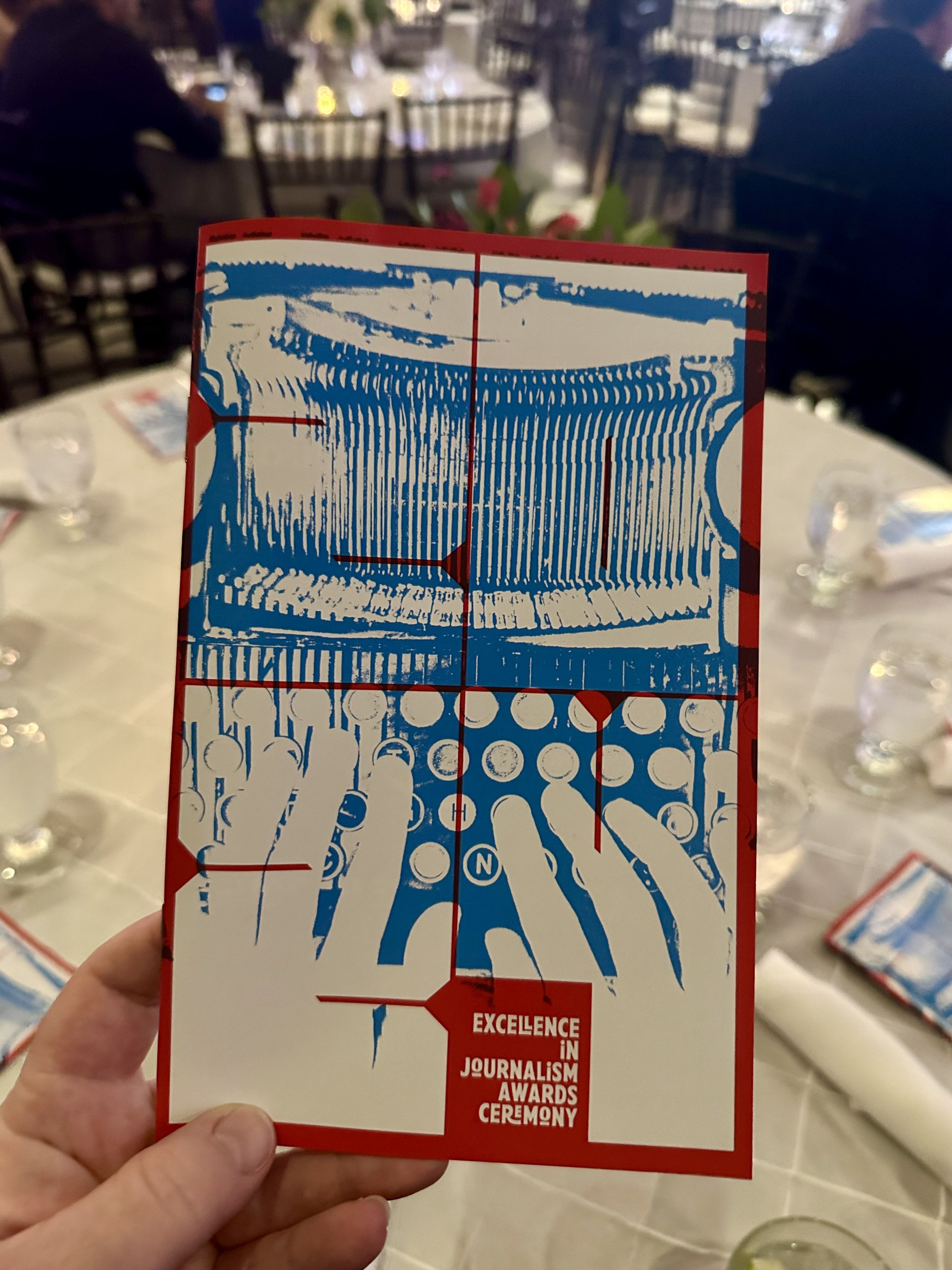 Photo shows the program at the press club award gala.