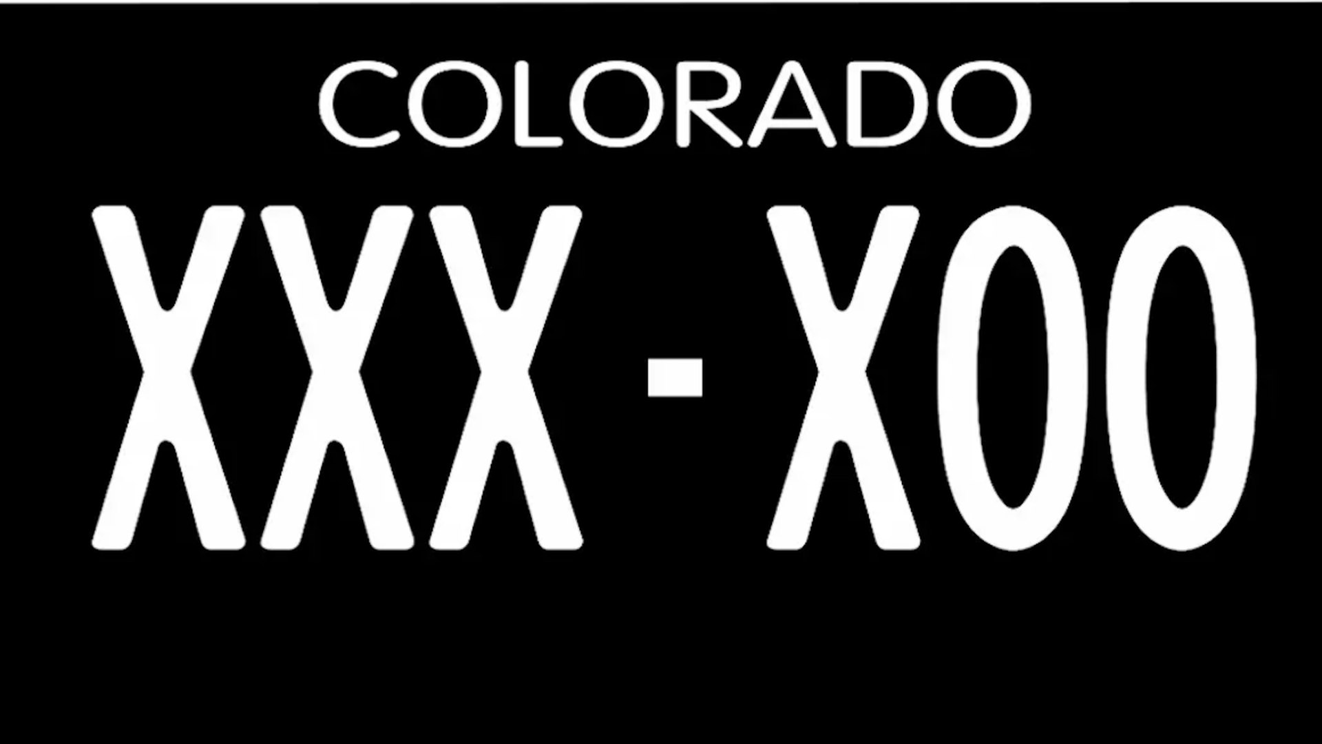 Colorado black license plate