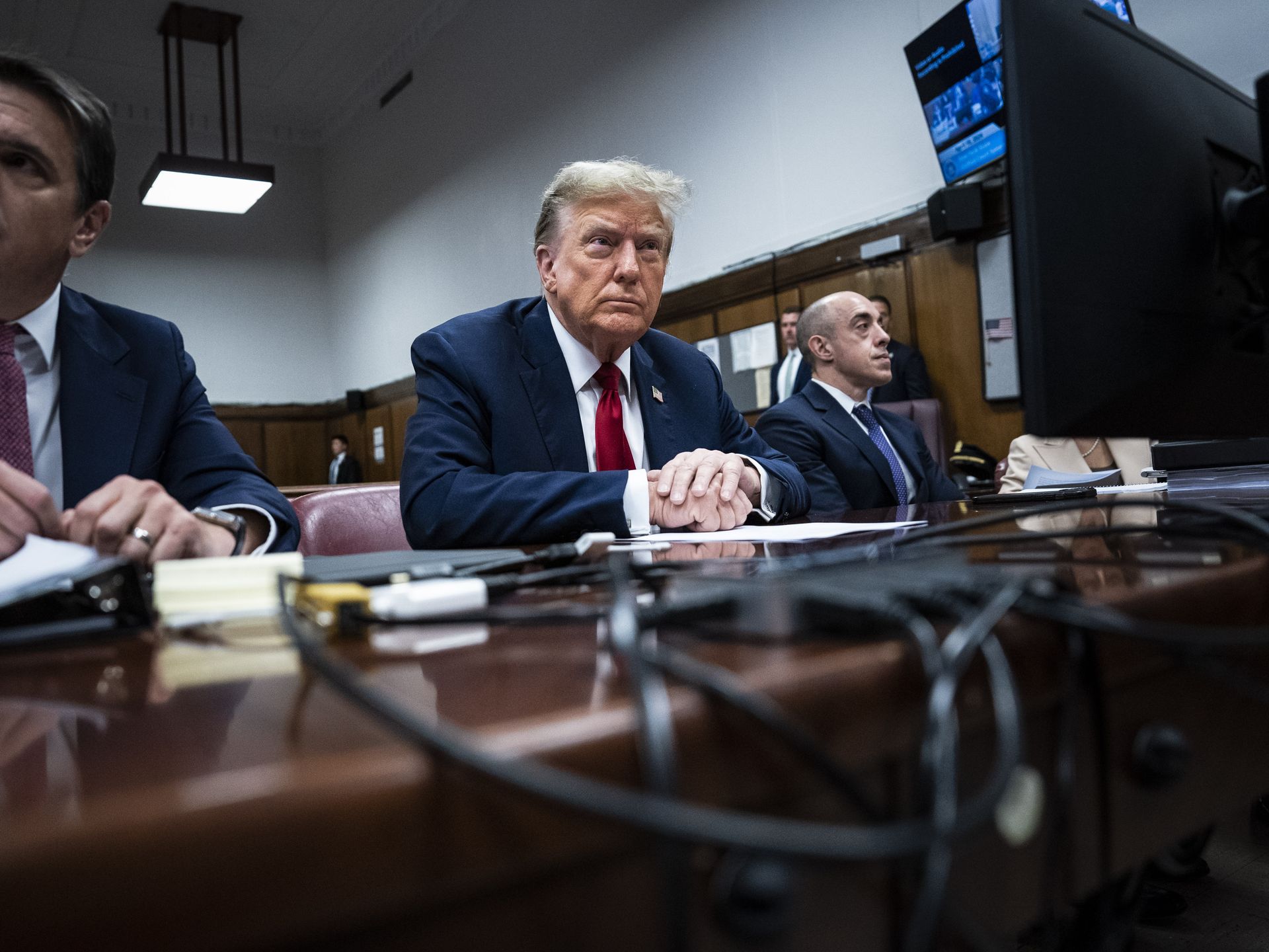 Trump arrives at Manhattan courthouse for start of historic criminal trial