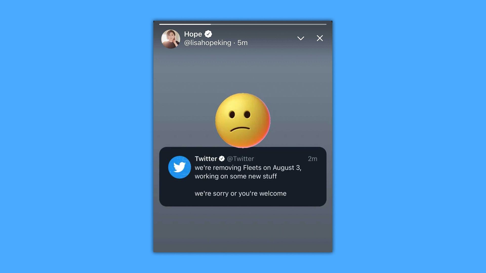 Example of a Twitter fleet from today.