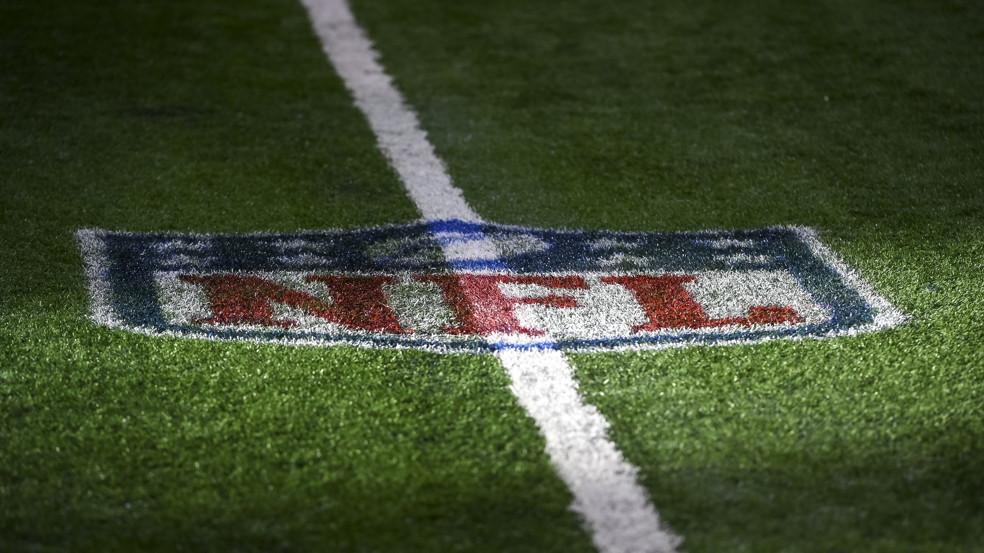 The NFL logo is pictured during the game between the Detroit Lions and Green Bay Packers at Ford Field on January 09, 2022 in Detroit, Michigan.