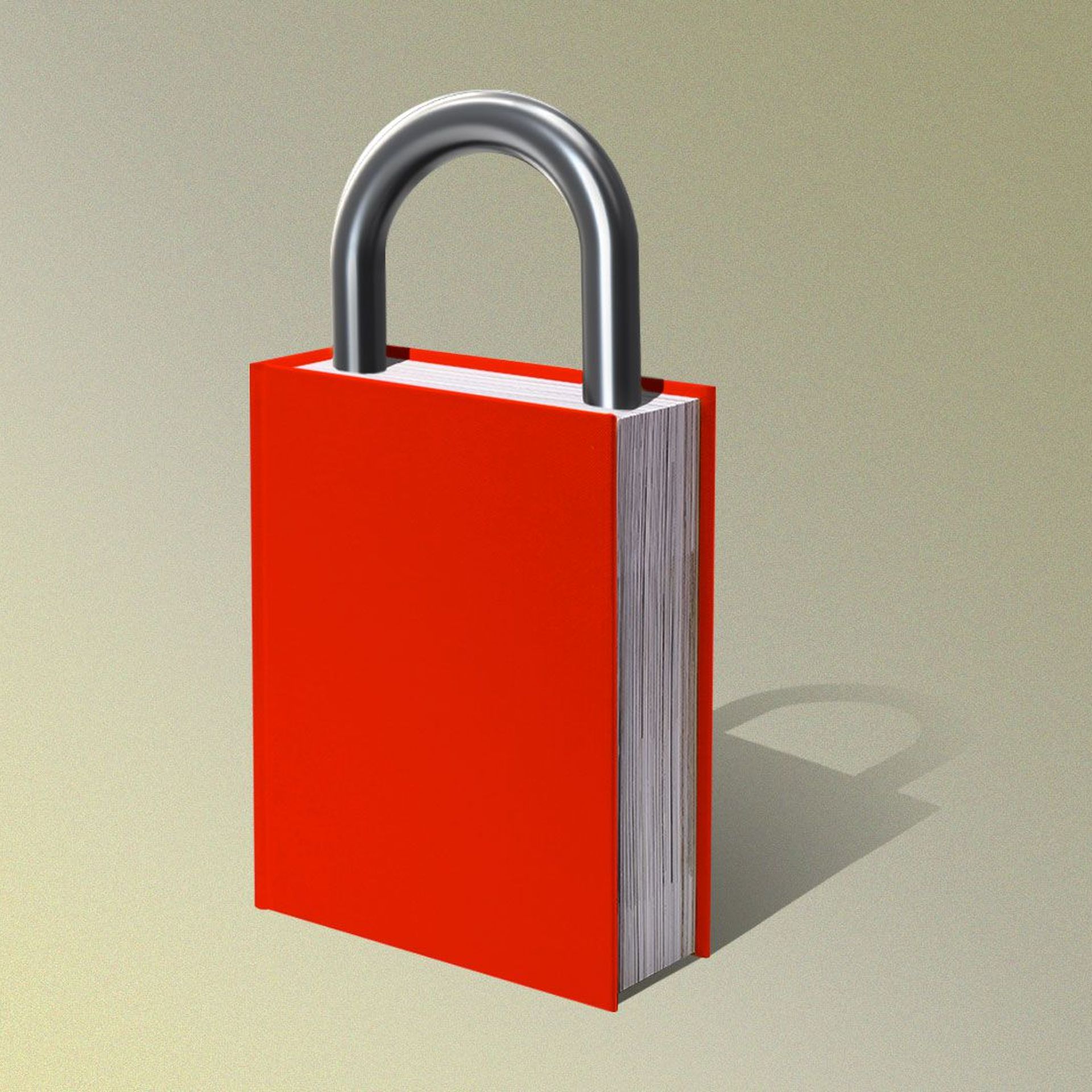 Illustration of a book as the bottom of a padlock. 