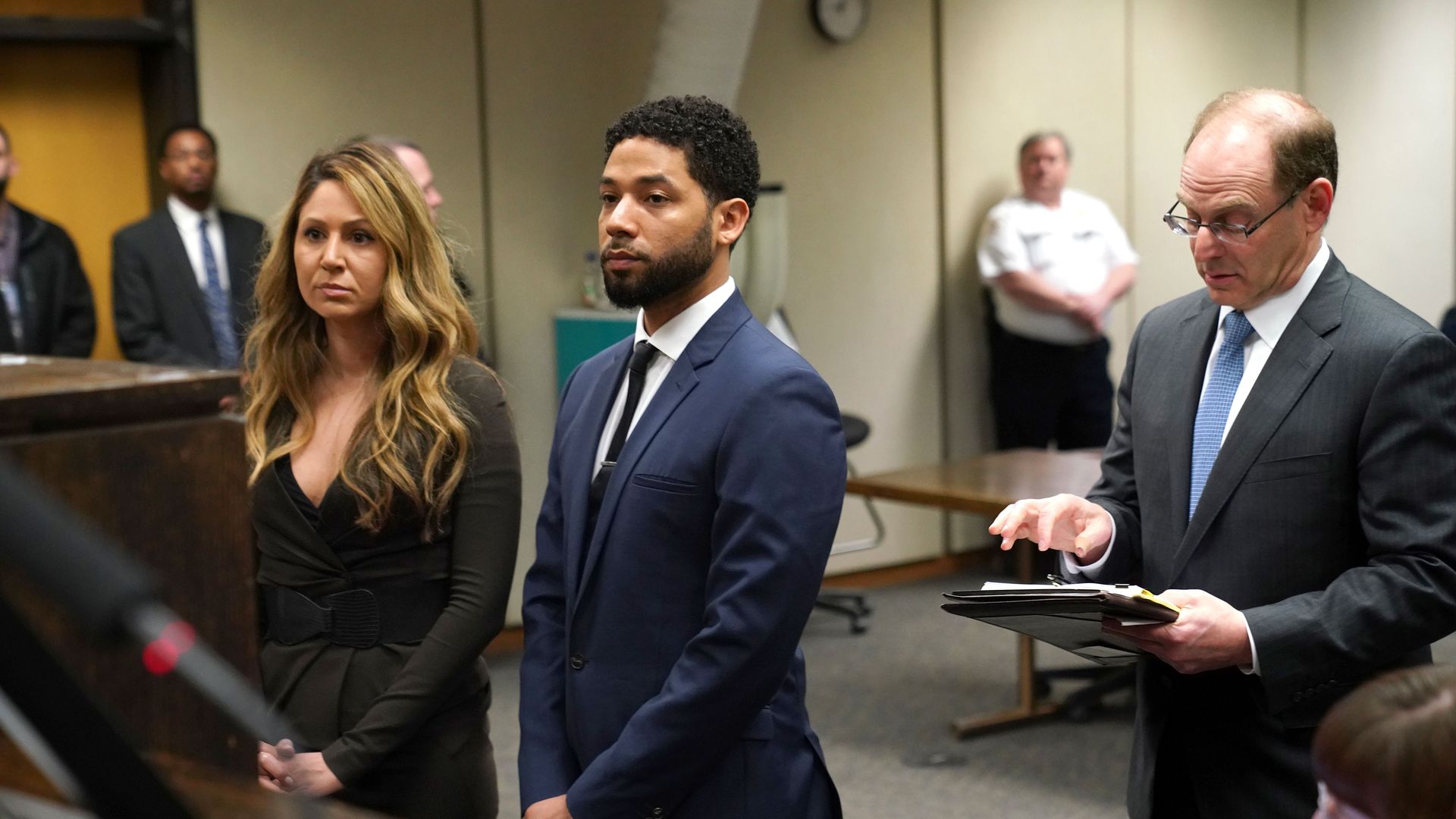 Actor Jussie Smollett with his lawyers