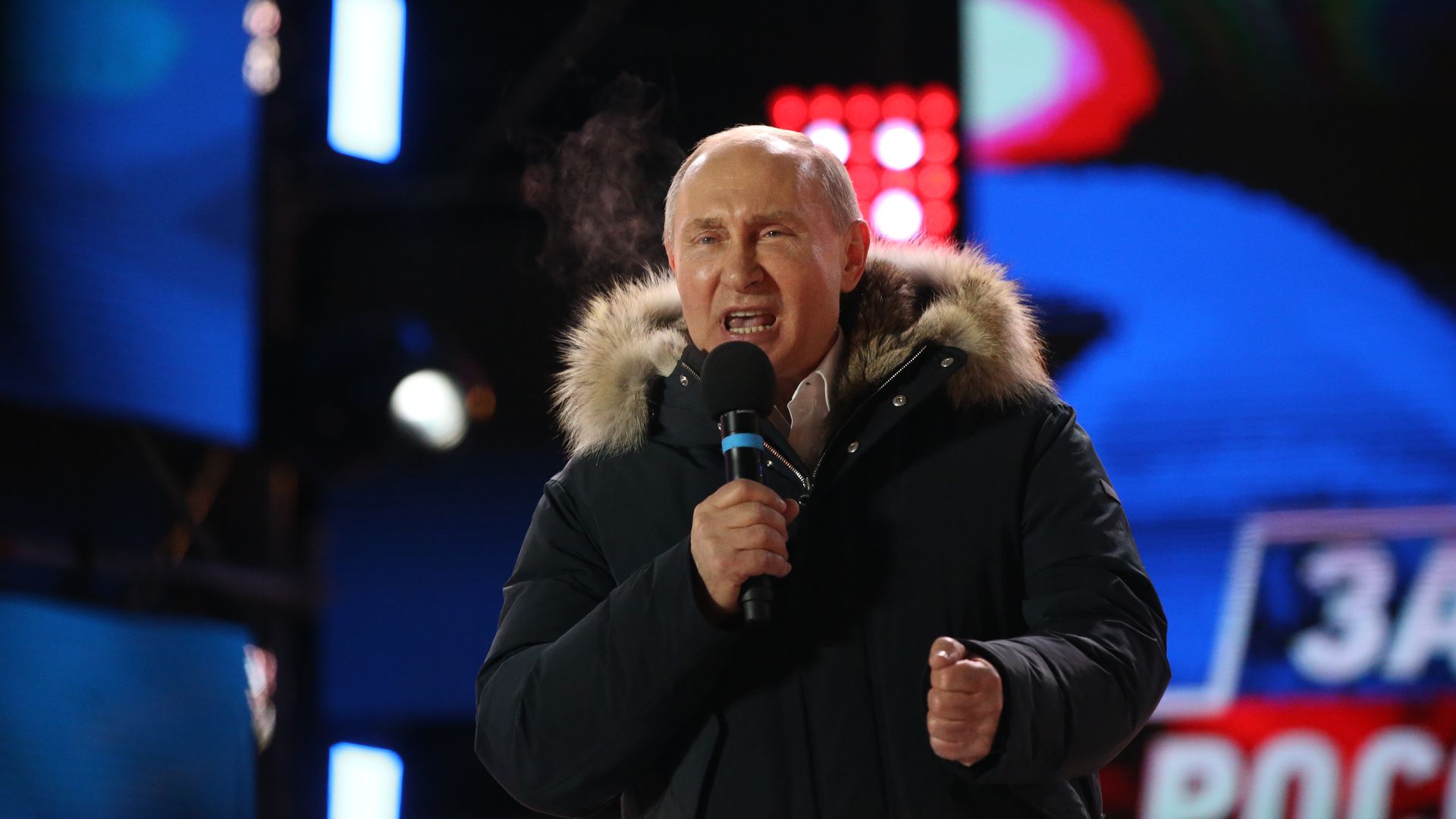 Russian President Vladimir Putin at a campaign rally in March before winning reelection