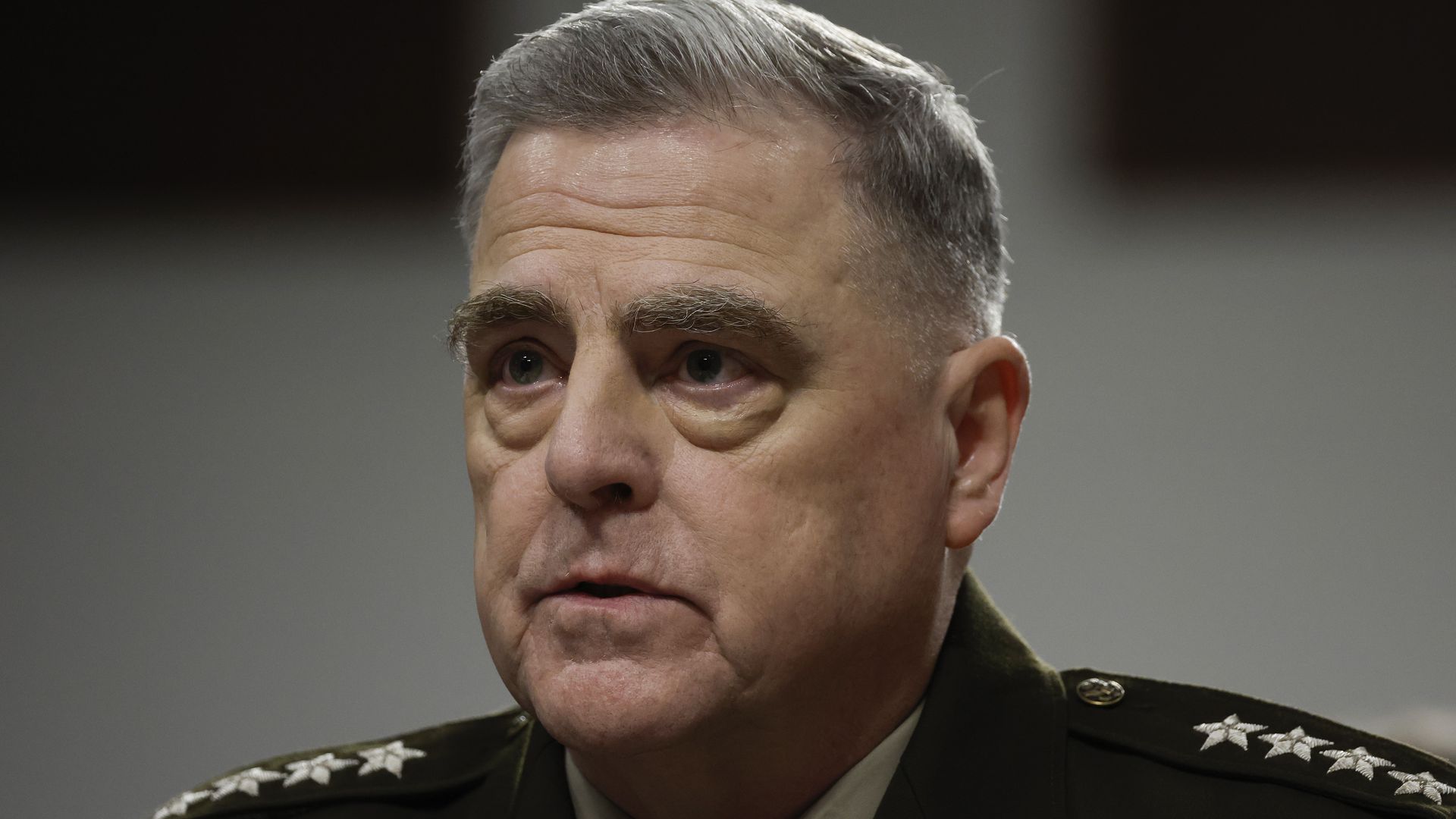  Then-Joint Chiefs of Staff Chair Gen. Mark Milley speaks during a hearing with the Senate Armed Services Committee on Capitol Hill on March 28, 2023 in Washington, DC. 