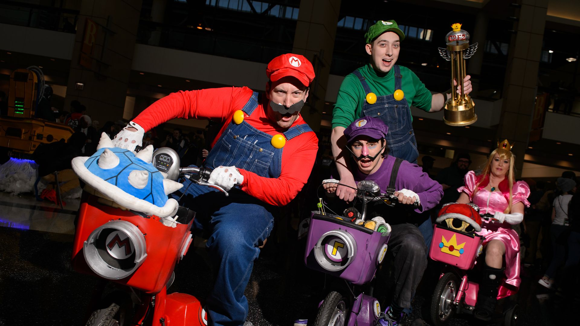 Cosplayers dressed as "Mario Kart" characters attend C2E2 Chicago Comic & Entertainment Expo at McCormick Place in Chicago, Illinois. 