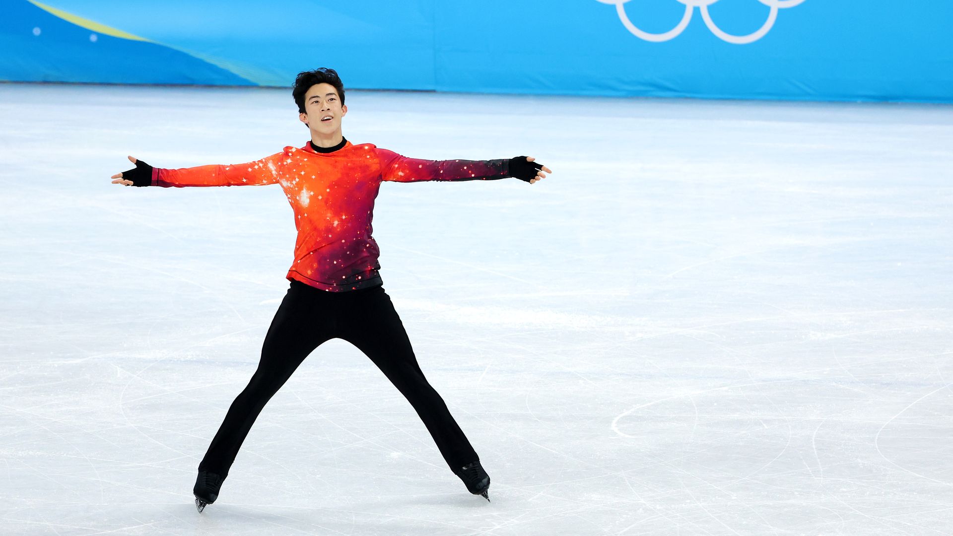 Nathan Chen of Team United States reacts during the Men Single Skating Free Skating on day six of the Winter Olympic Games at Capital Indoor Stadium on February 10, 2022 in Beijing, China