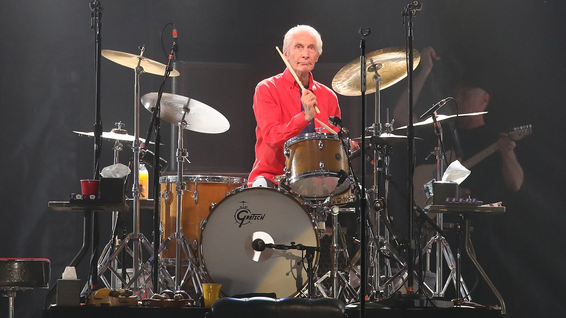 Charlie Watts of The Rolling Stones perform at MetLife Stadium on August 05, 2019 in East Rutherford, New Jersey.