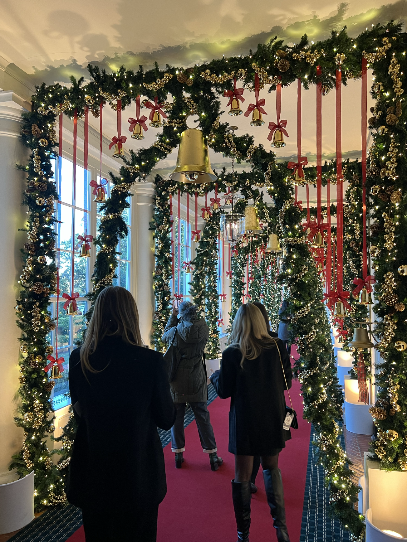 The East Colonnade decorated with garlands and bells.