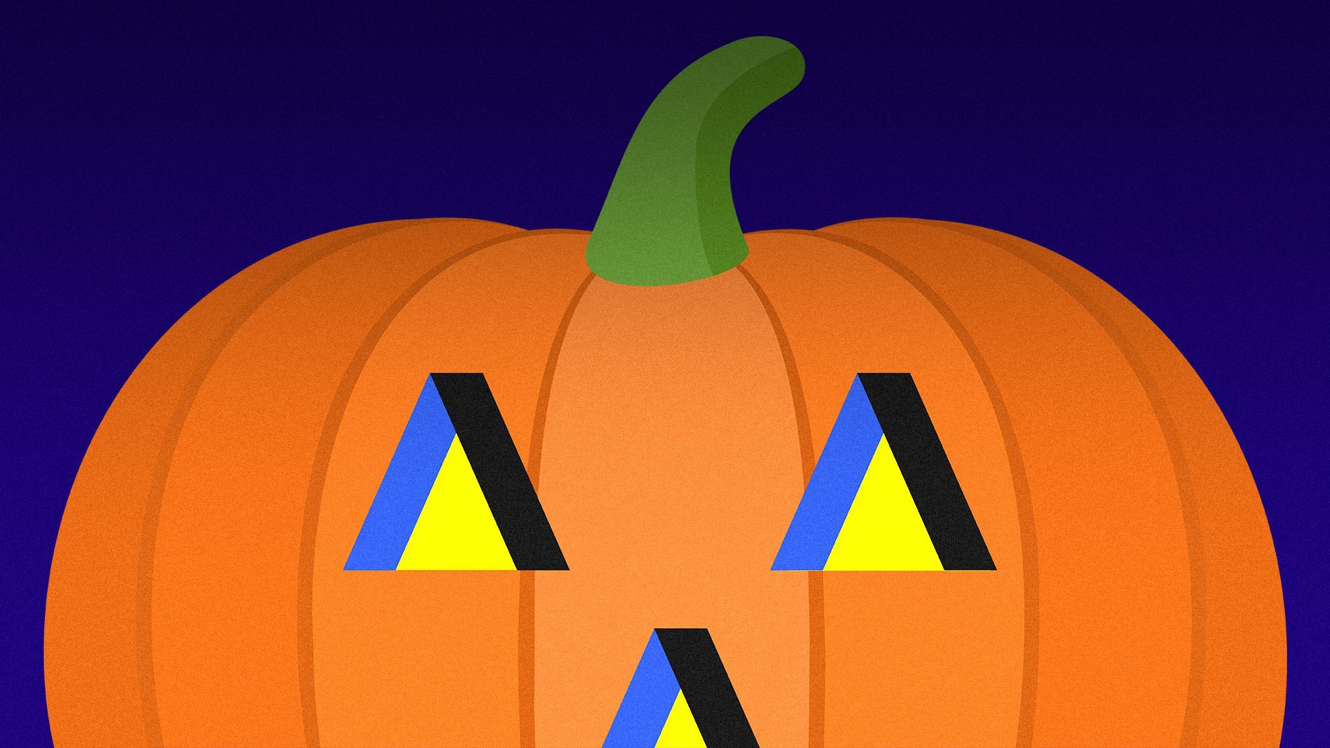 Illustration of a jack o' lantern with Axios logos as eyes and nose.