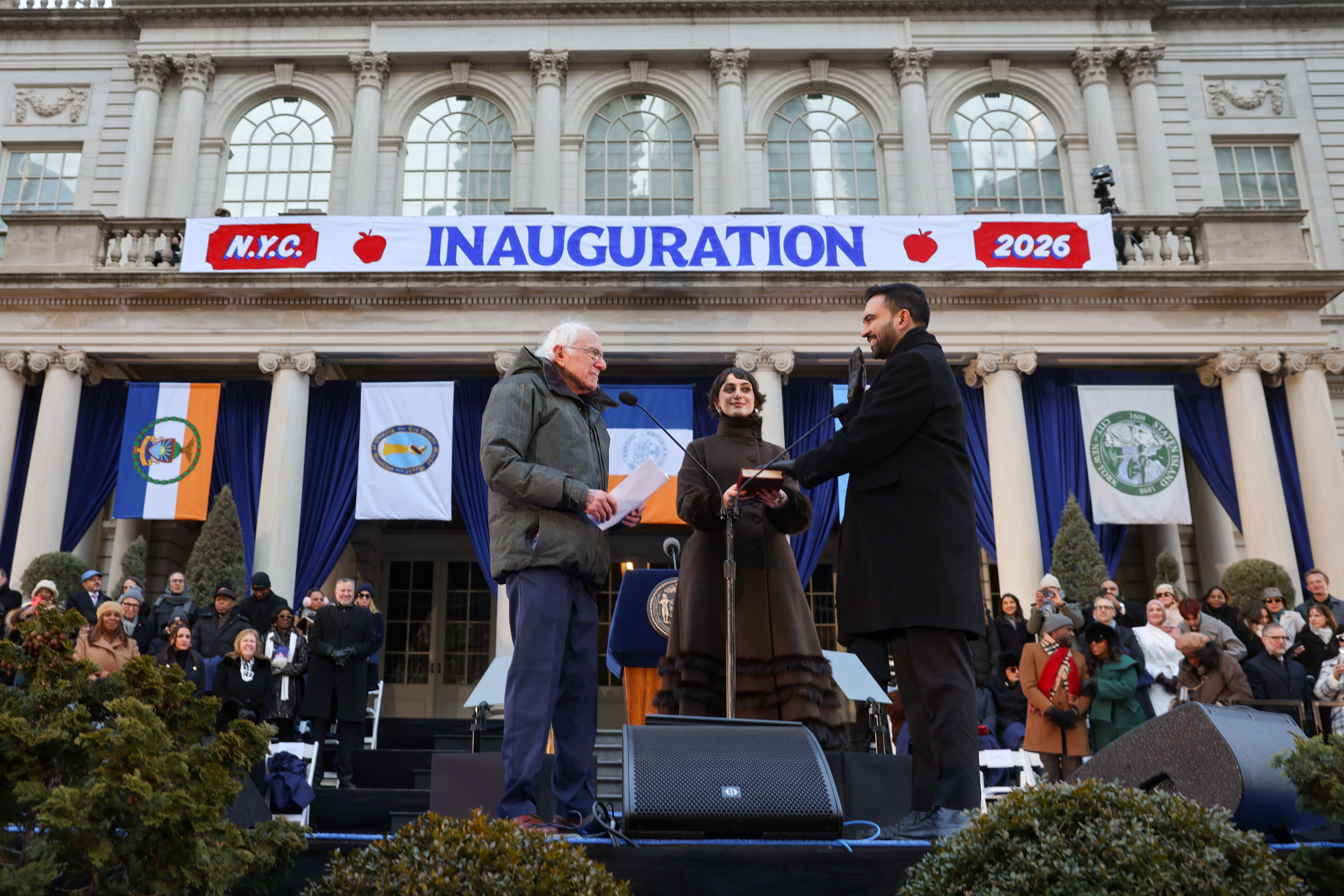 Bernie Sanders administers oath of office to Zohran Mamdani