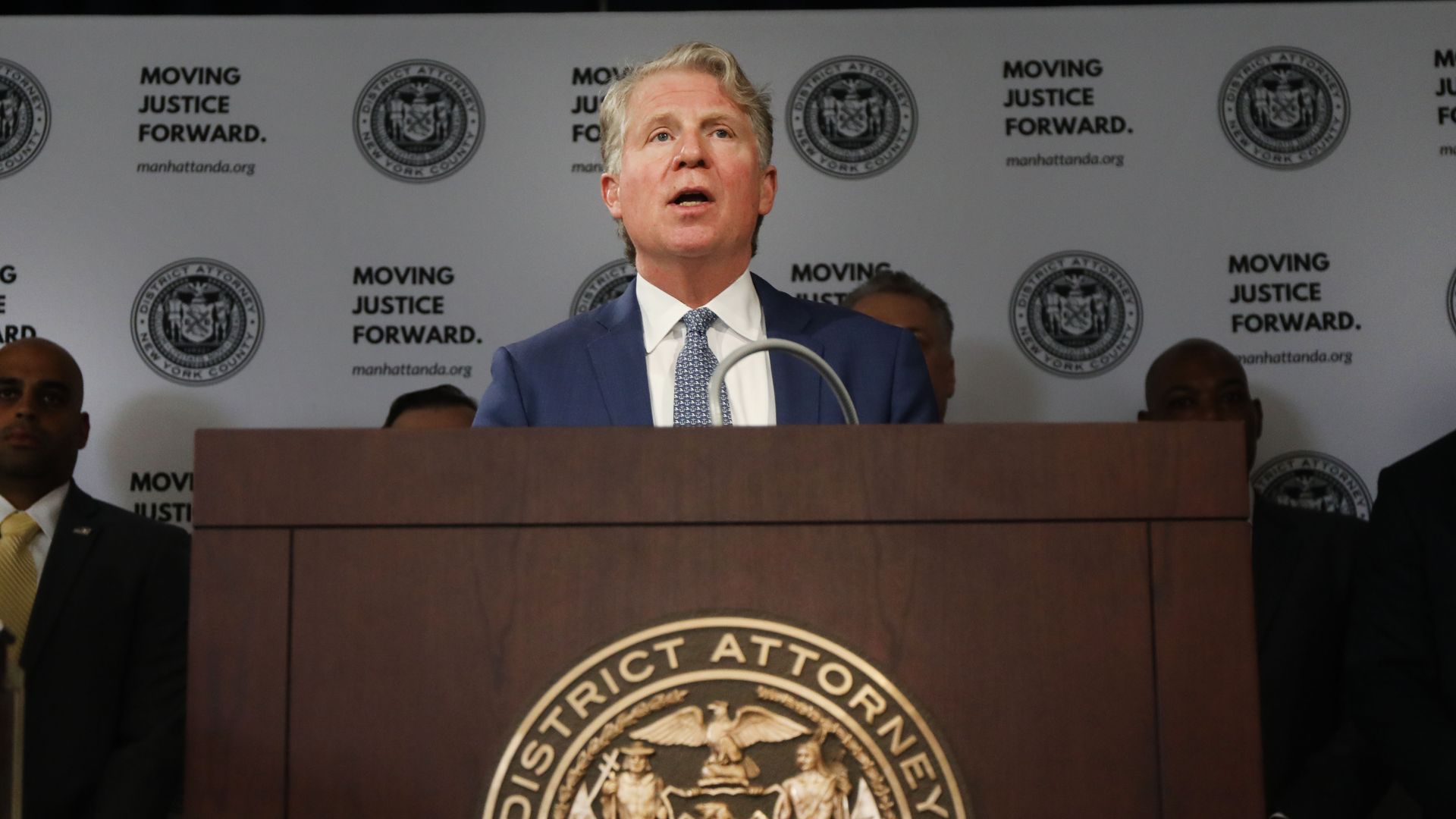 Manhattan District Attorney Cyrus Vance Jr. announces the take down of a crime ring run on the dark web on April 16, 2019 in New York City.