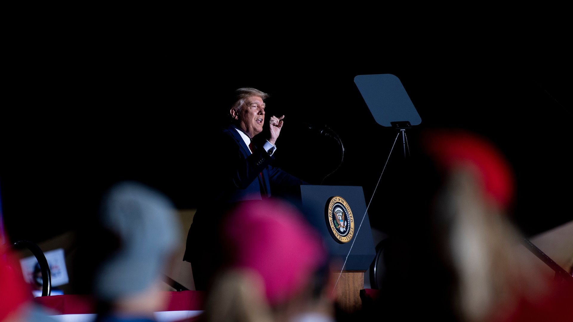 President Trump speaking at a campaign event`