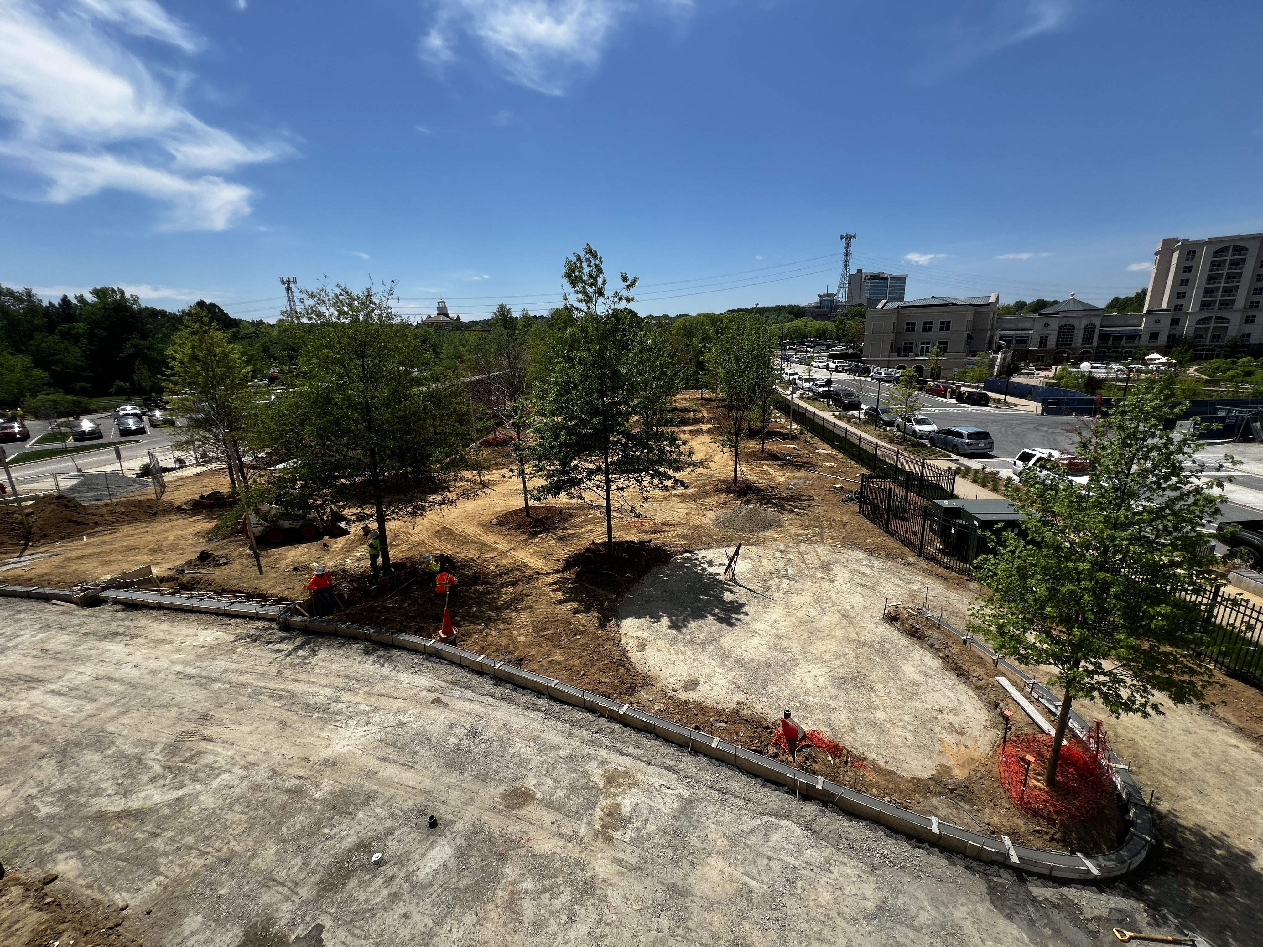 view of a biergarten from above
