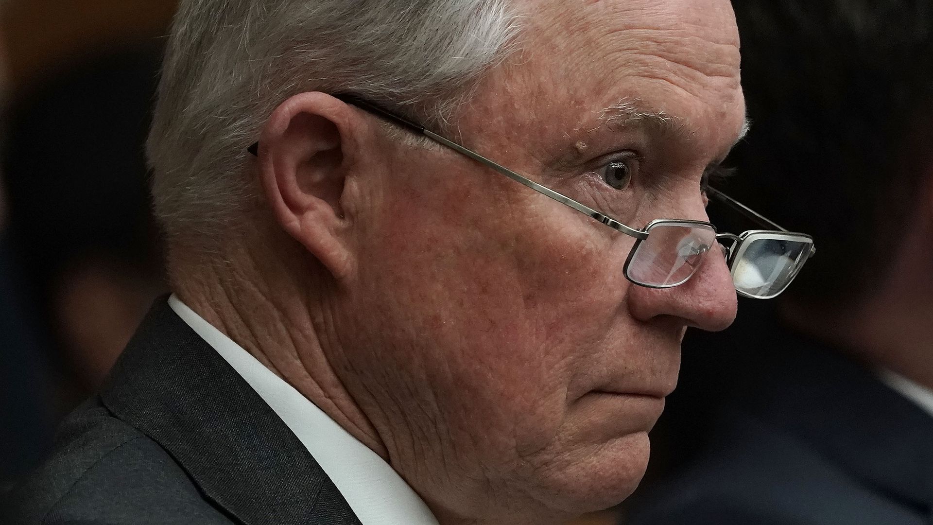 Jeff Sessions with his glasses down on his nose