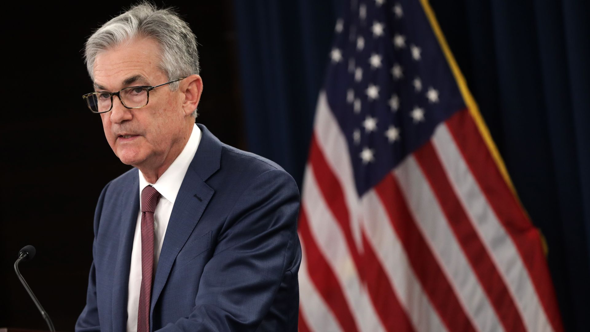 Jerome powell at the podium.