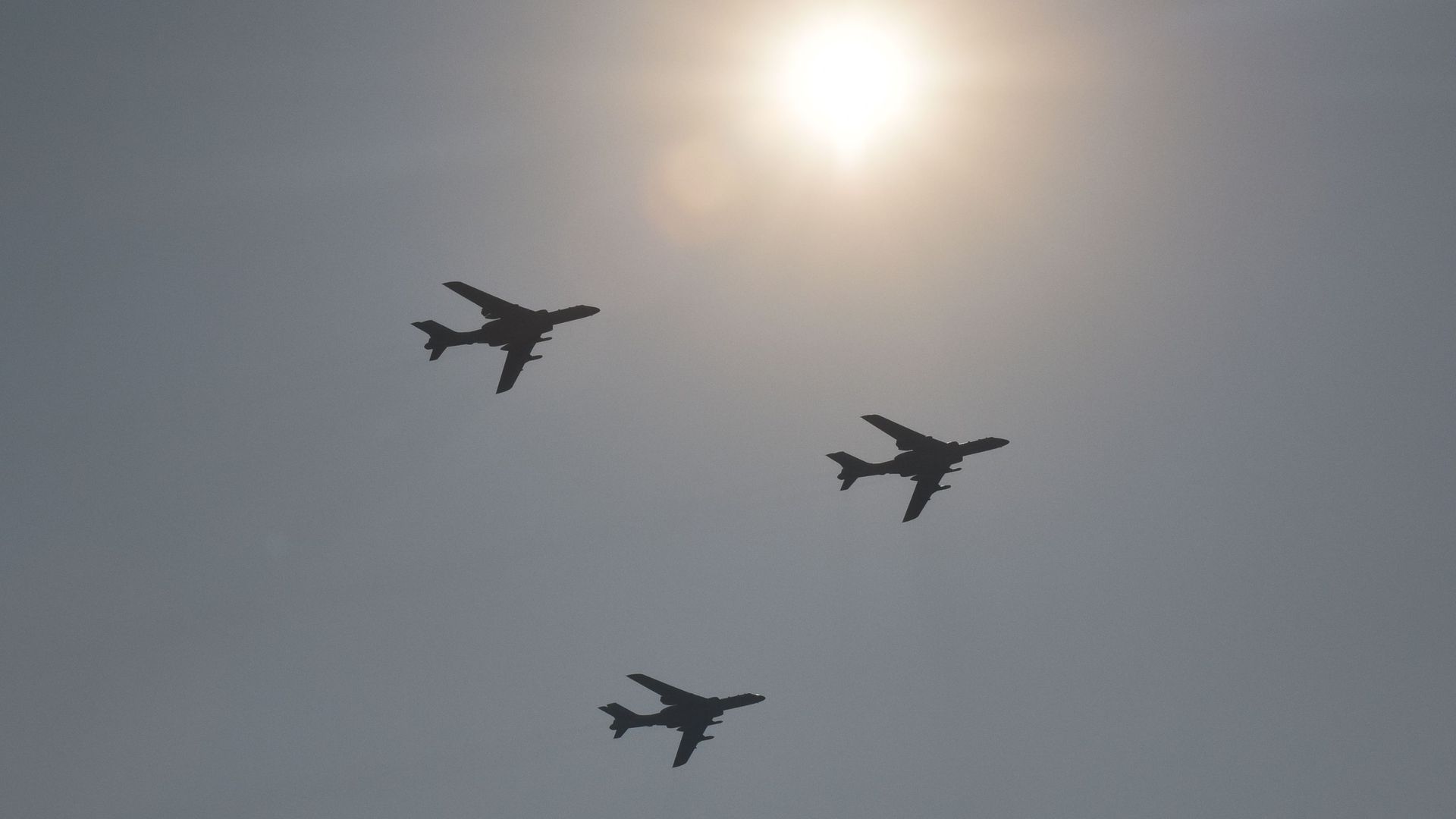 A formation of Chinese H-6K bombers flying over Beijing in October 2019.