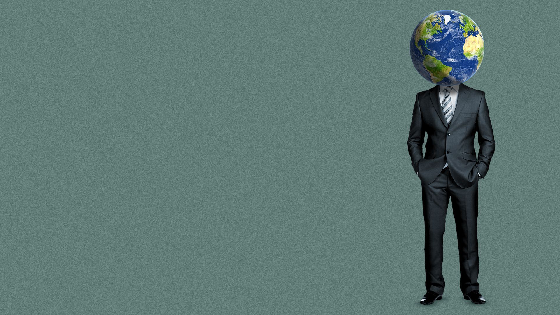 Illustration of the Earth in a suit. 