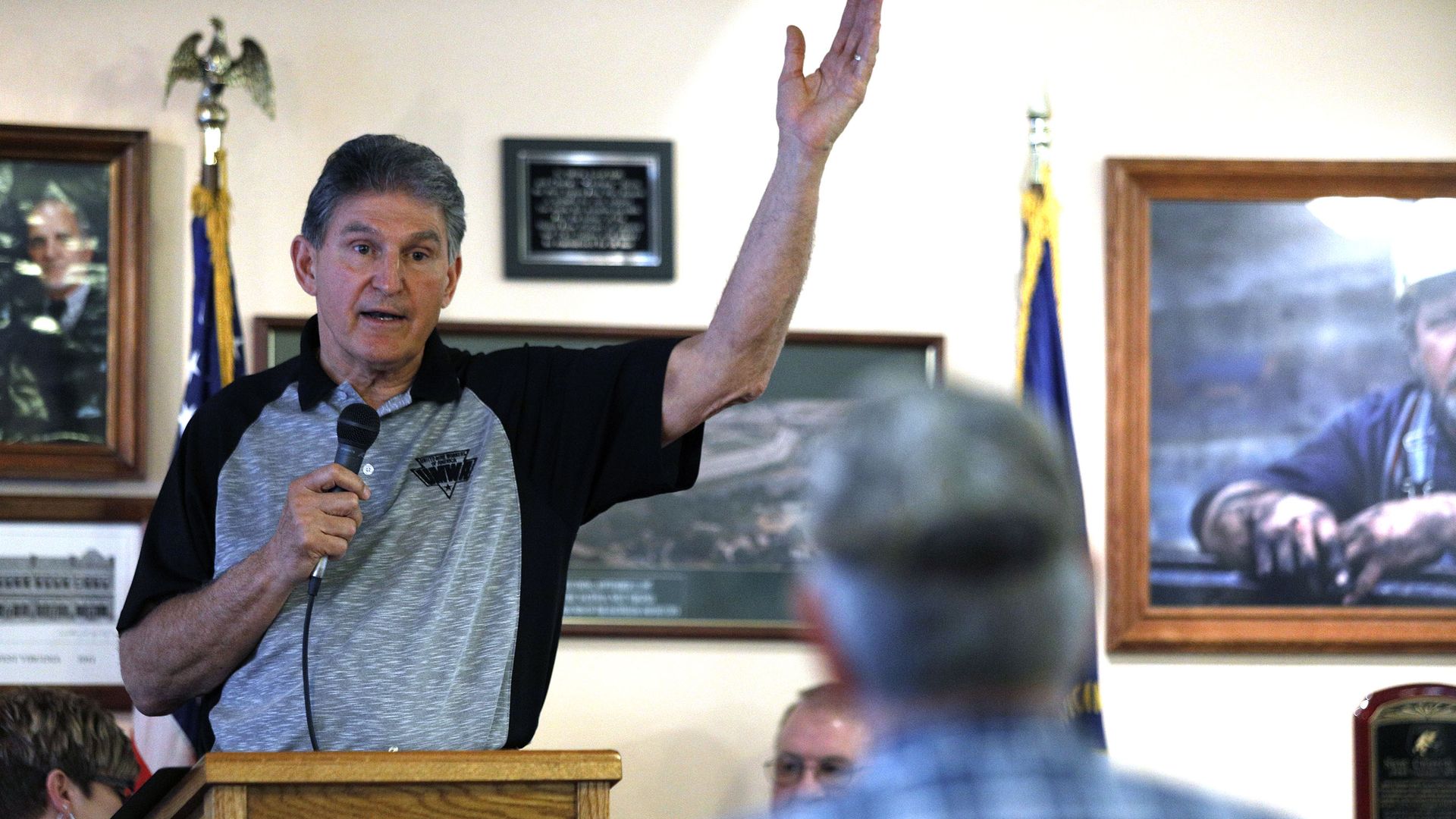 Sen. Joe Manchin speaks at a town hall meeting.