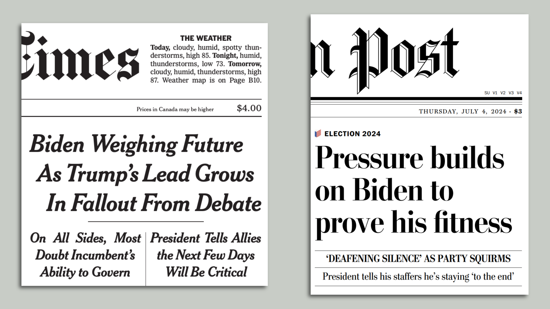 Today's New York Times and Washington Post lead stories.