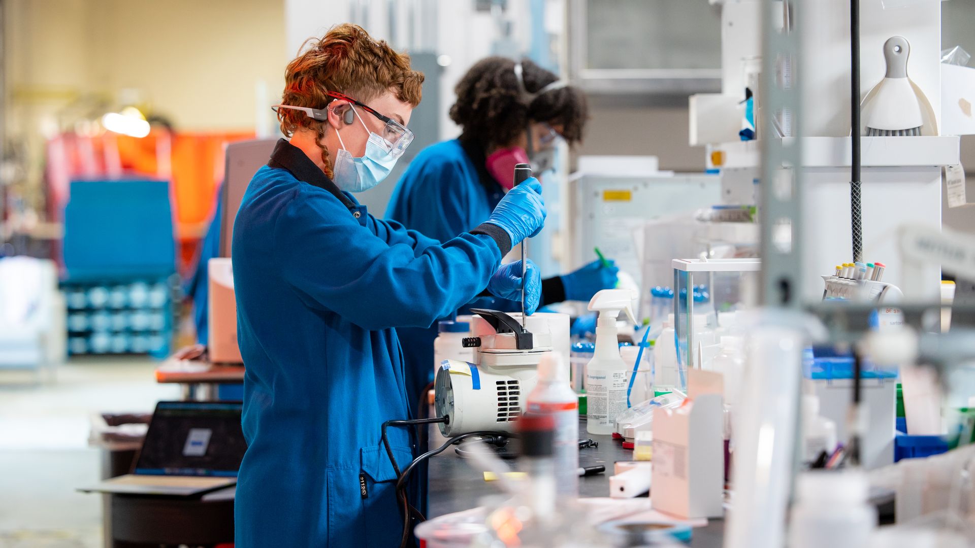 Scientists at low carbon cement startup Brimstone in the lab.