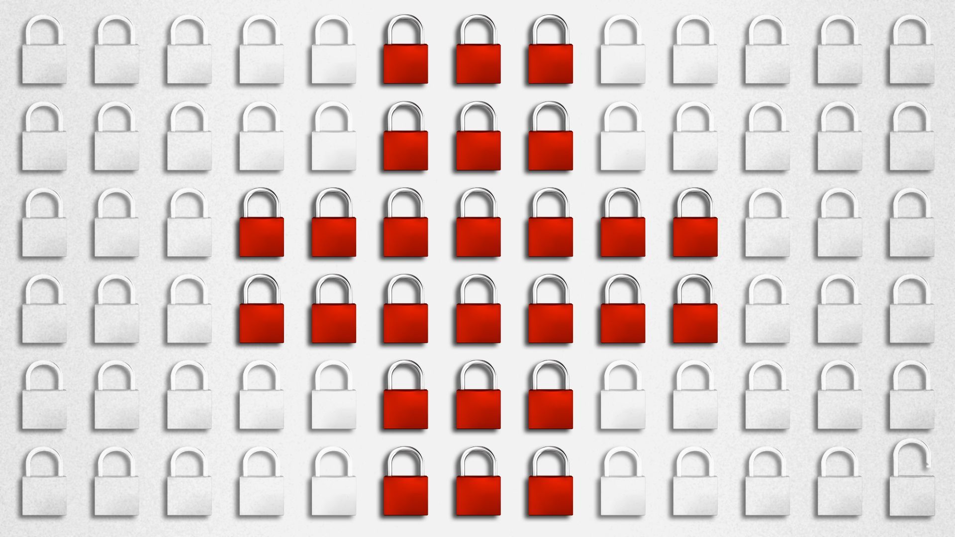 Medical red cross made up of padlocks.